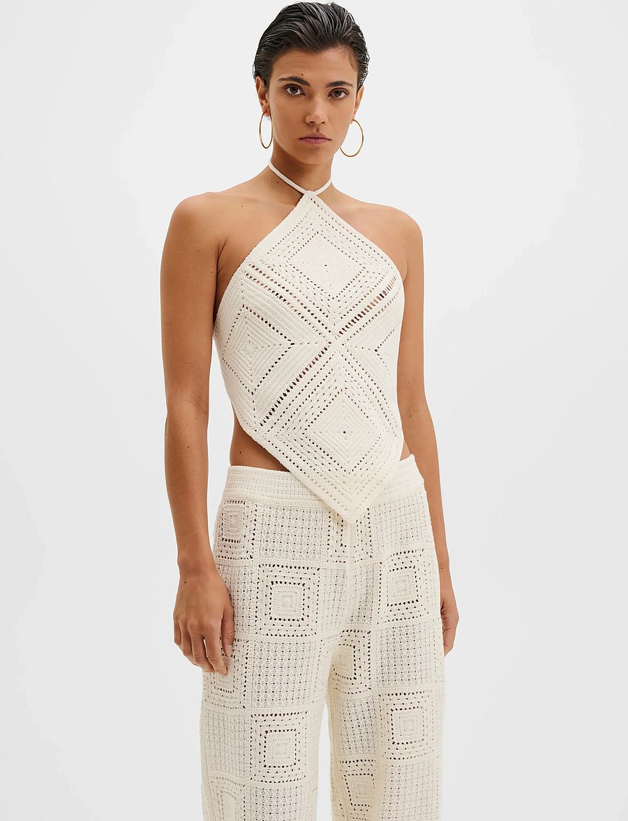 Malina - Lia Halterneck Crochet Top - nabapluusid - vanilla - 2
