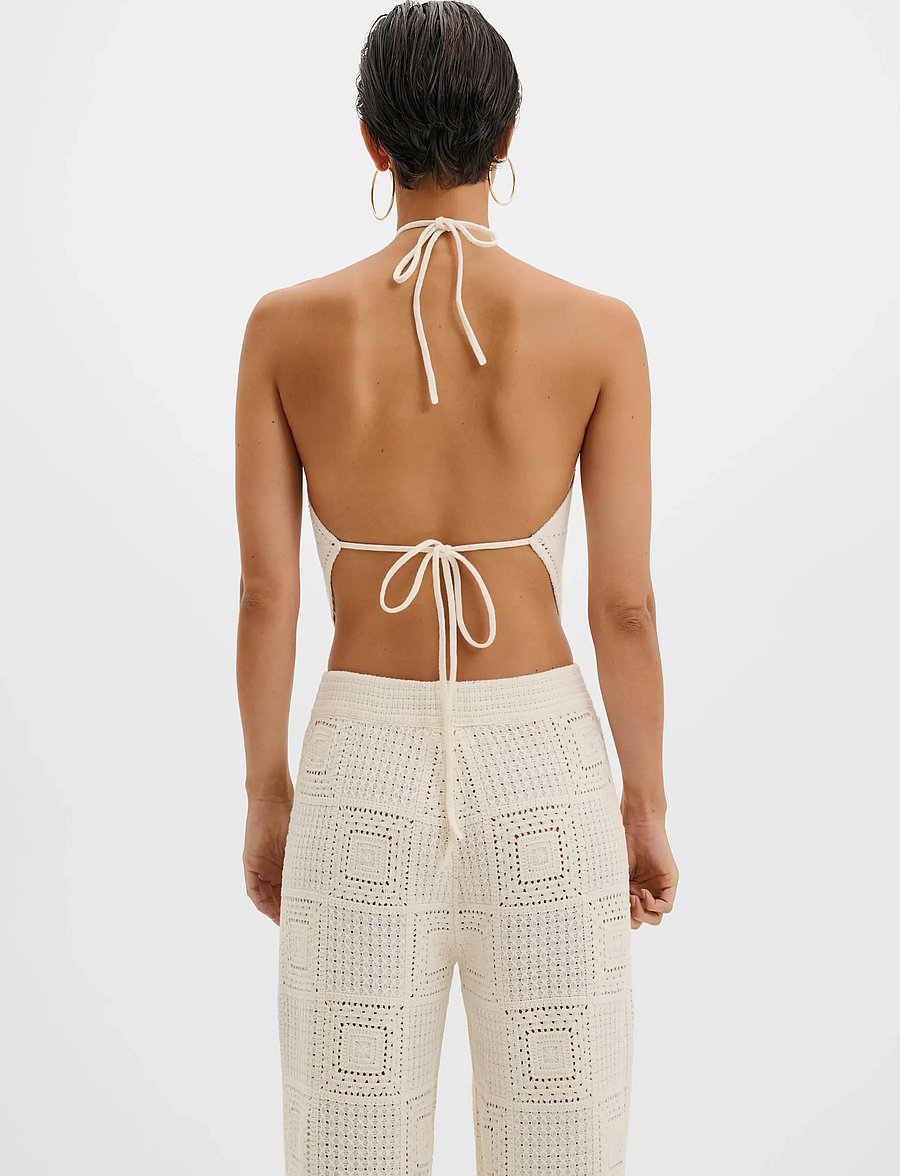 Malina - Lia Halterneck Crochet Top - nabapluusid - vanilla - 3