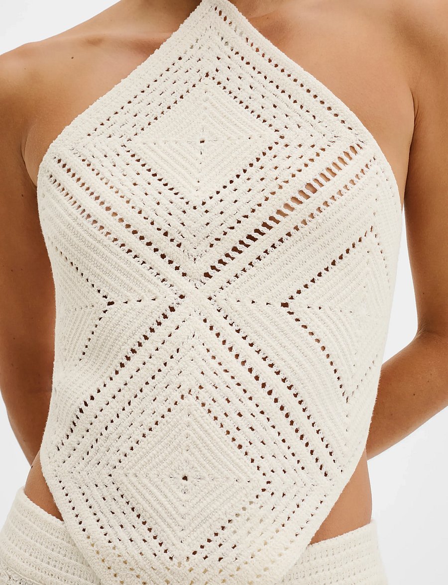 Malina - Lia Halterneck Crochet Top - nabapluusid - vanilla - 4