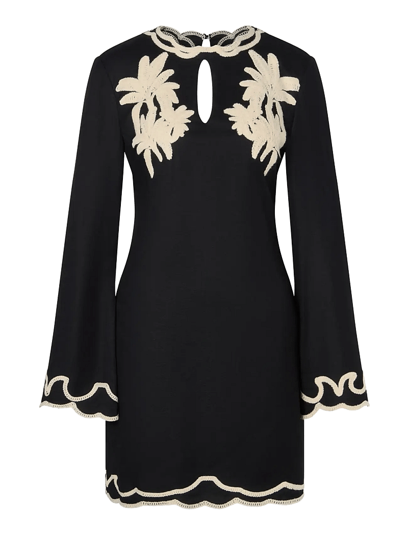 Malina - Henny Embroidered Mini Dress - short dresses - black - 1