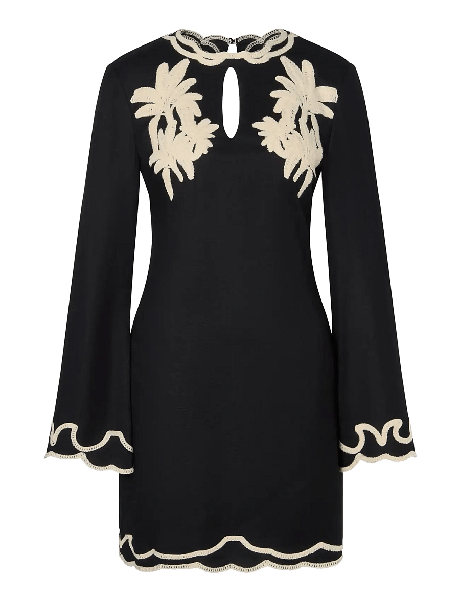 Malina - Henny Embroidered Mini Dress - korte kjoler - black - 1