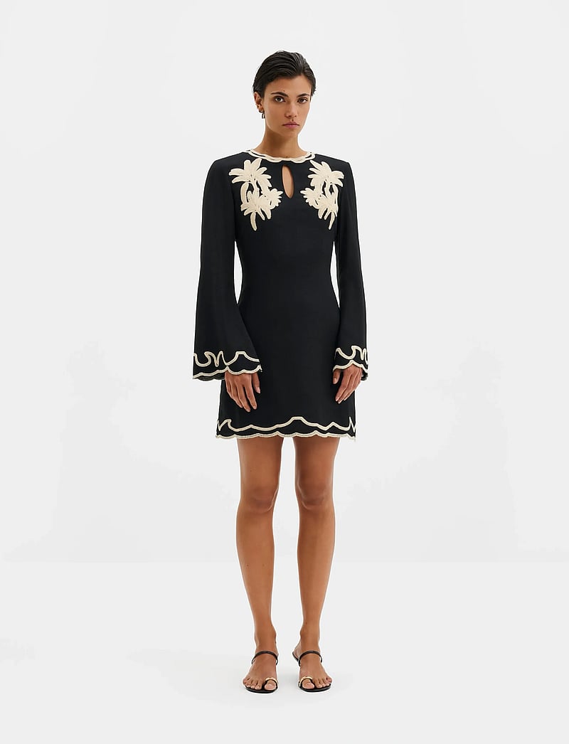Malina - Henny Embroidered Mini Dress - short dresses - black - 0