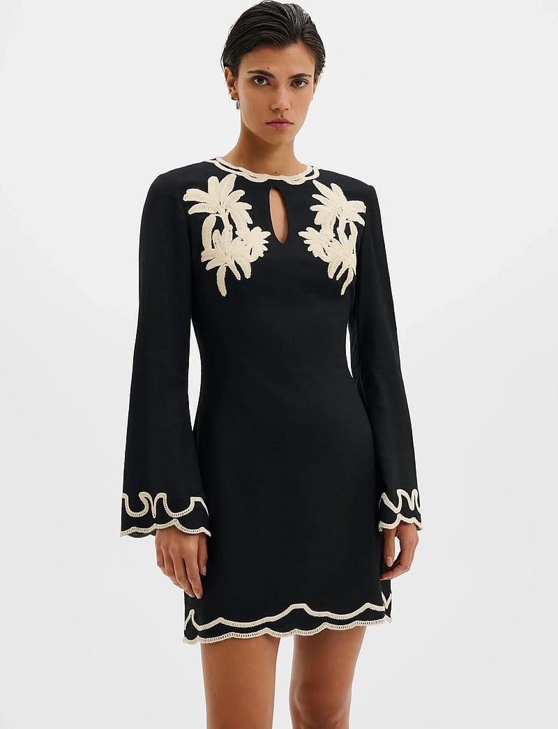 Malina - Henny Embroidered Mini Dress - short dresses - black - 2