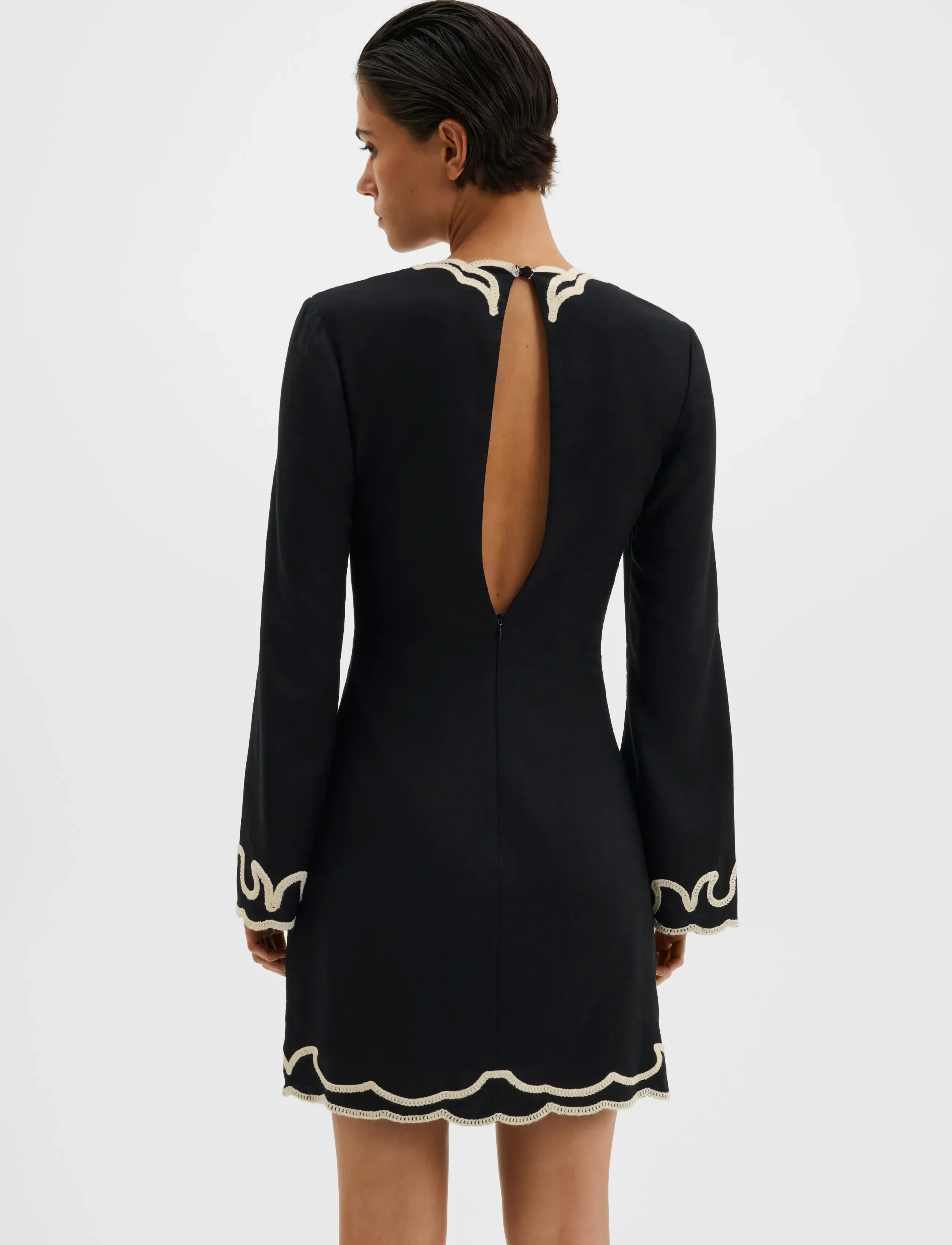 Malina - Henny Embroidered Mini Dress - korte kjoler - black - 3