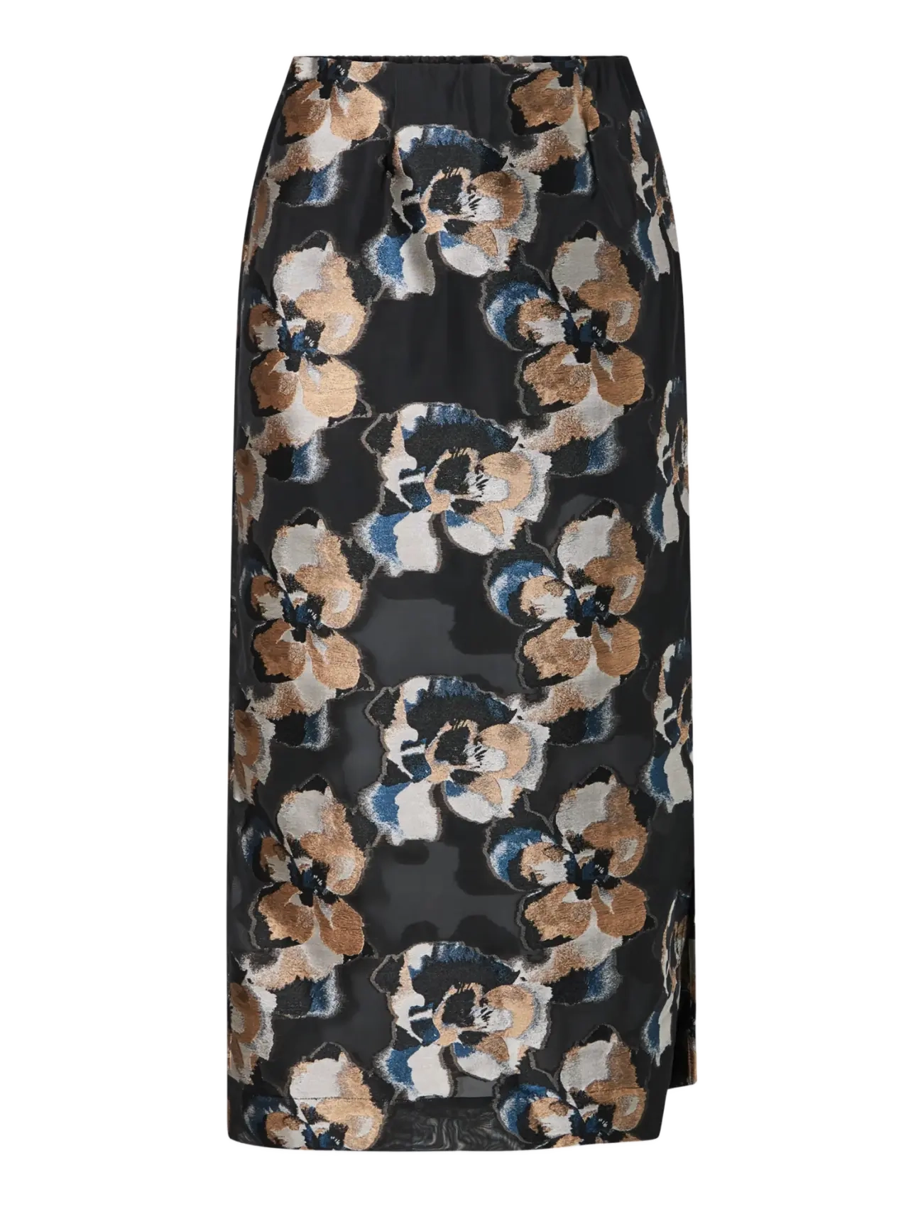 Malina Sanna Straight Sheer Midi Skirt - Kläder - DARK BLOOMS / black