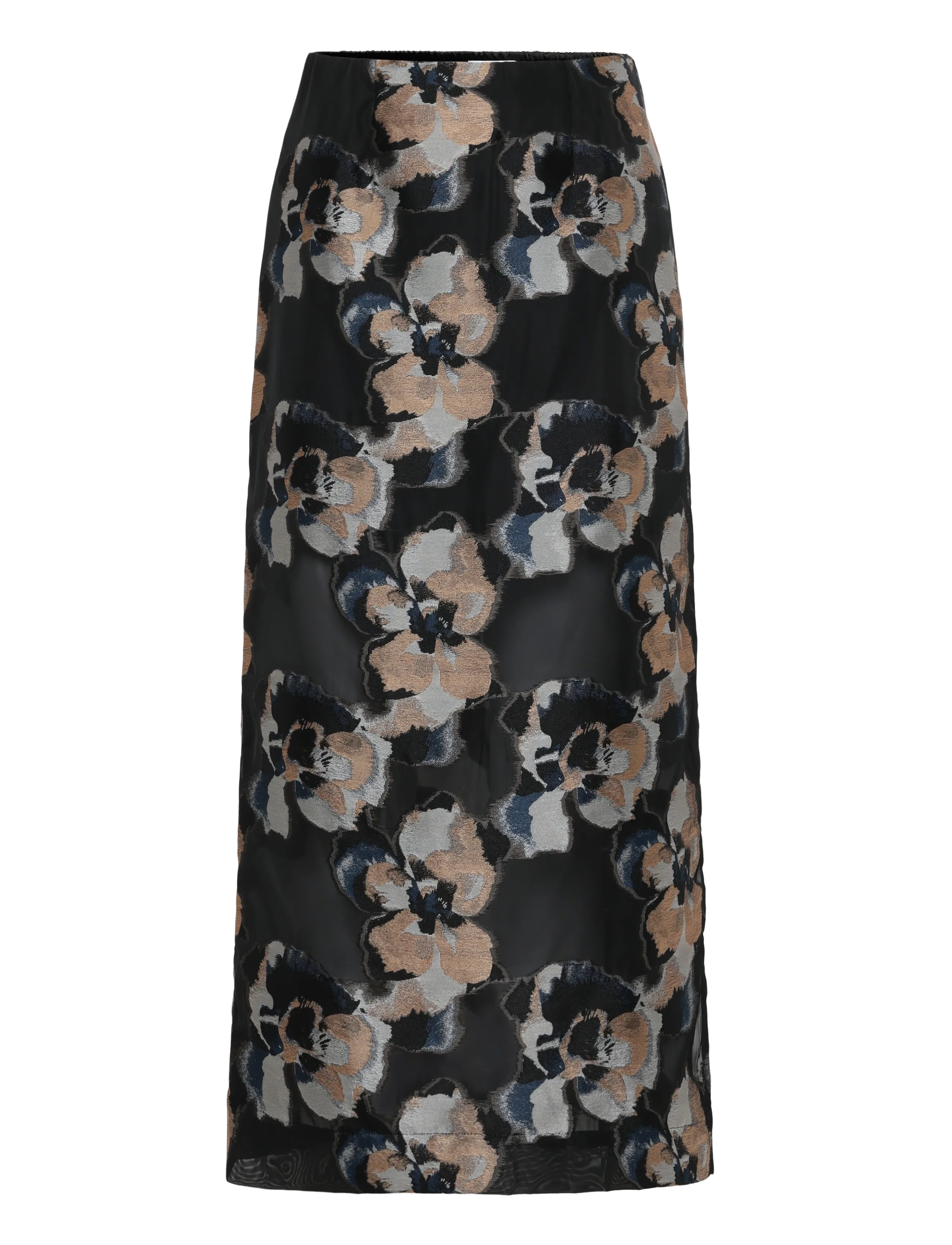 Malina Sanna Straight Sheer Midi Skirt - Kläder - DARK BLOOMS / black