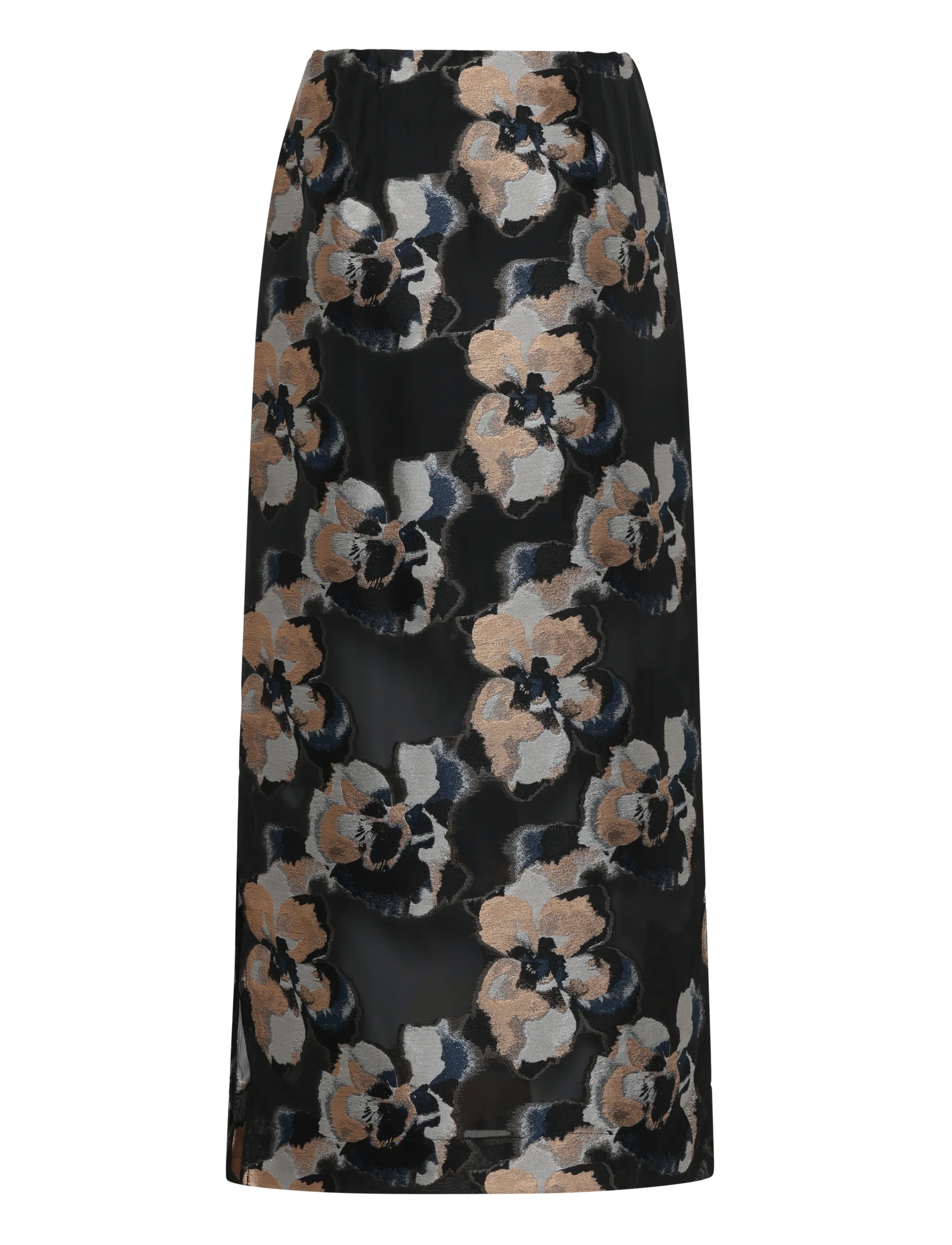 Malina - Sanna Straight Sheer Midi Skirt - midiseelikud - dark blooms - 2