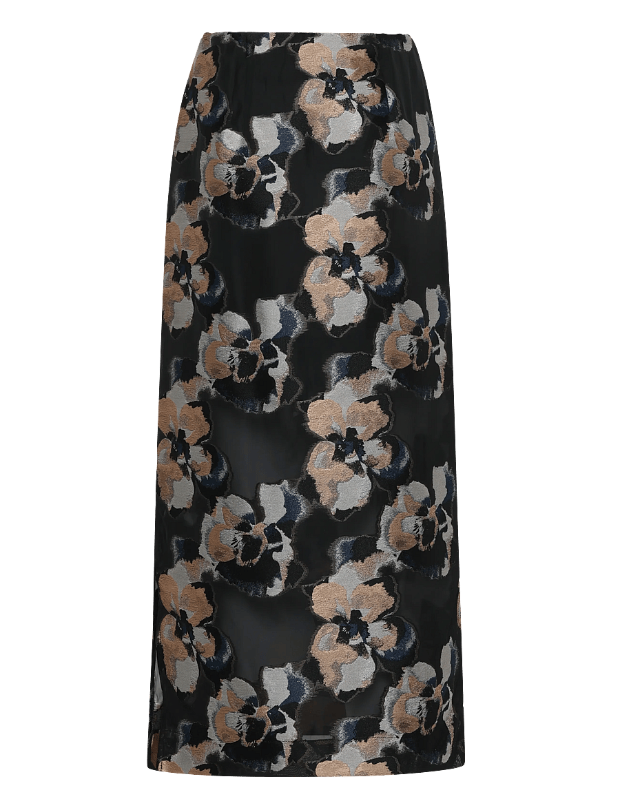 Malina - Sanna Straight Sheer Midi Skirt - midiseelikud - dark blooms - 2