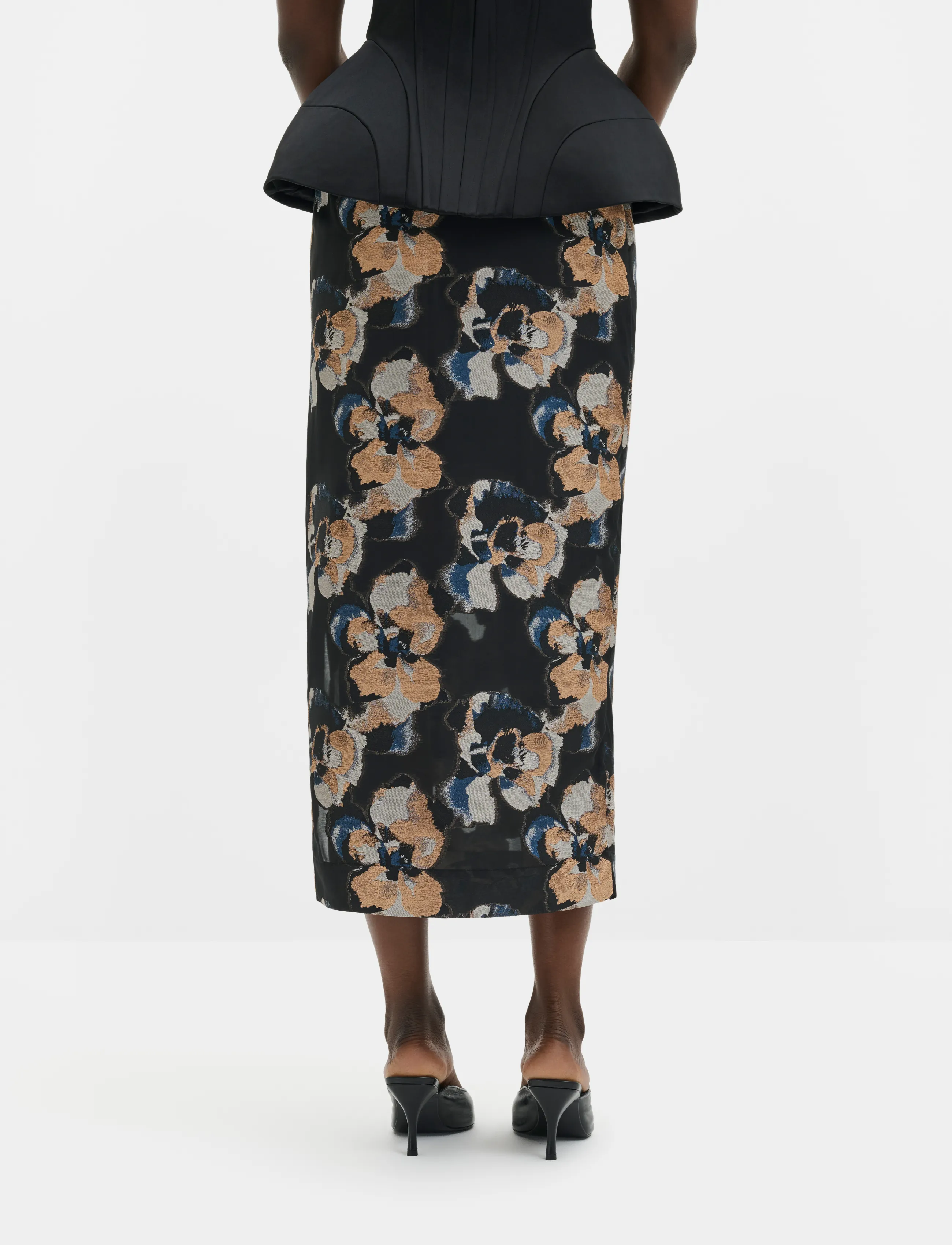 Malina - Sanna Straight Sheer Midi Skirt - midi kjolar - dark blooms - 2