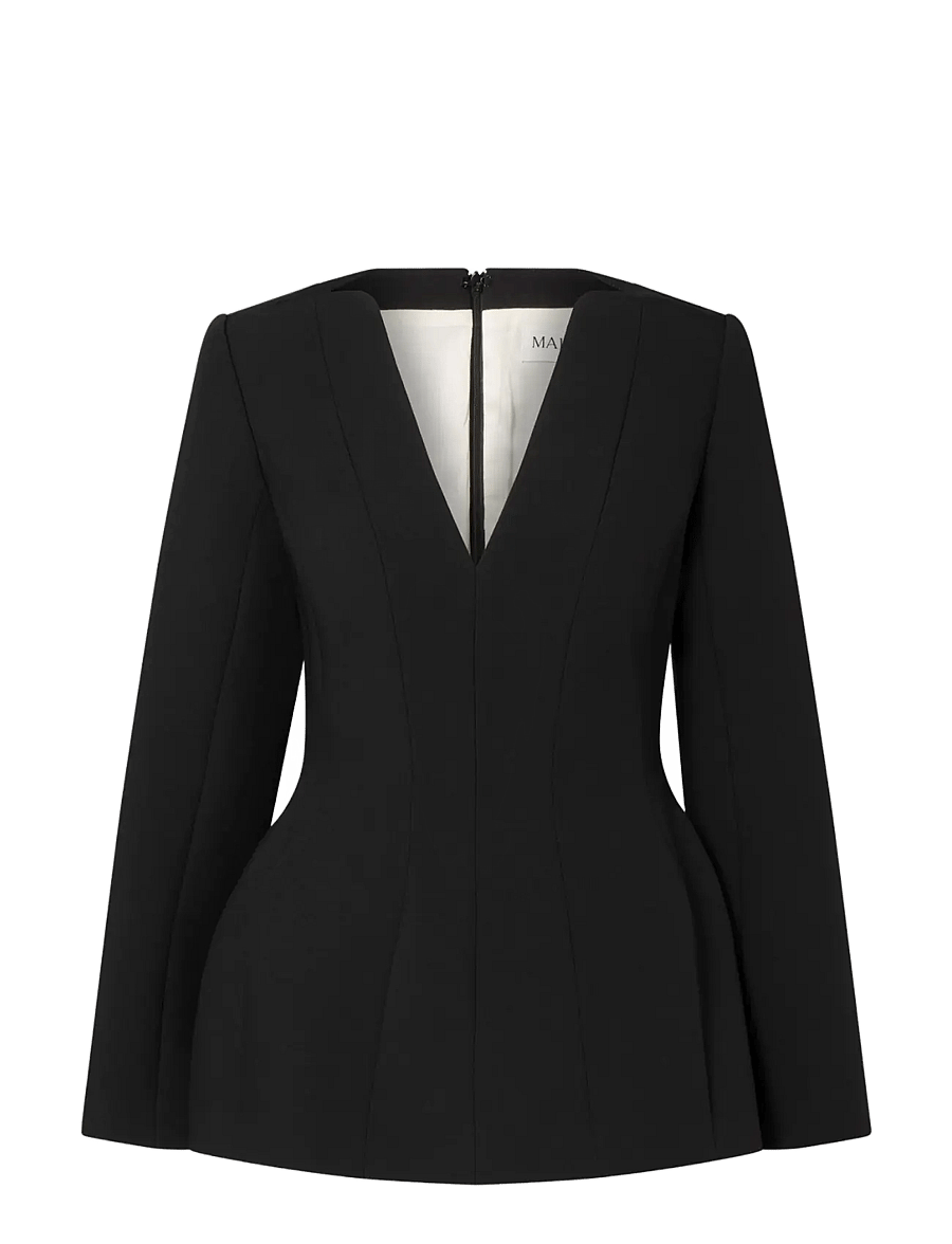 Malina - Ninni Cut-Out Shoulder Hourglass Top - långärmade toppar - black - 1