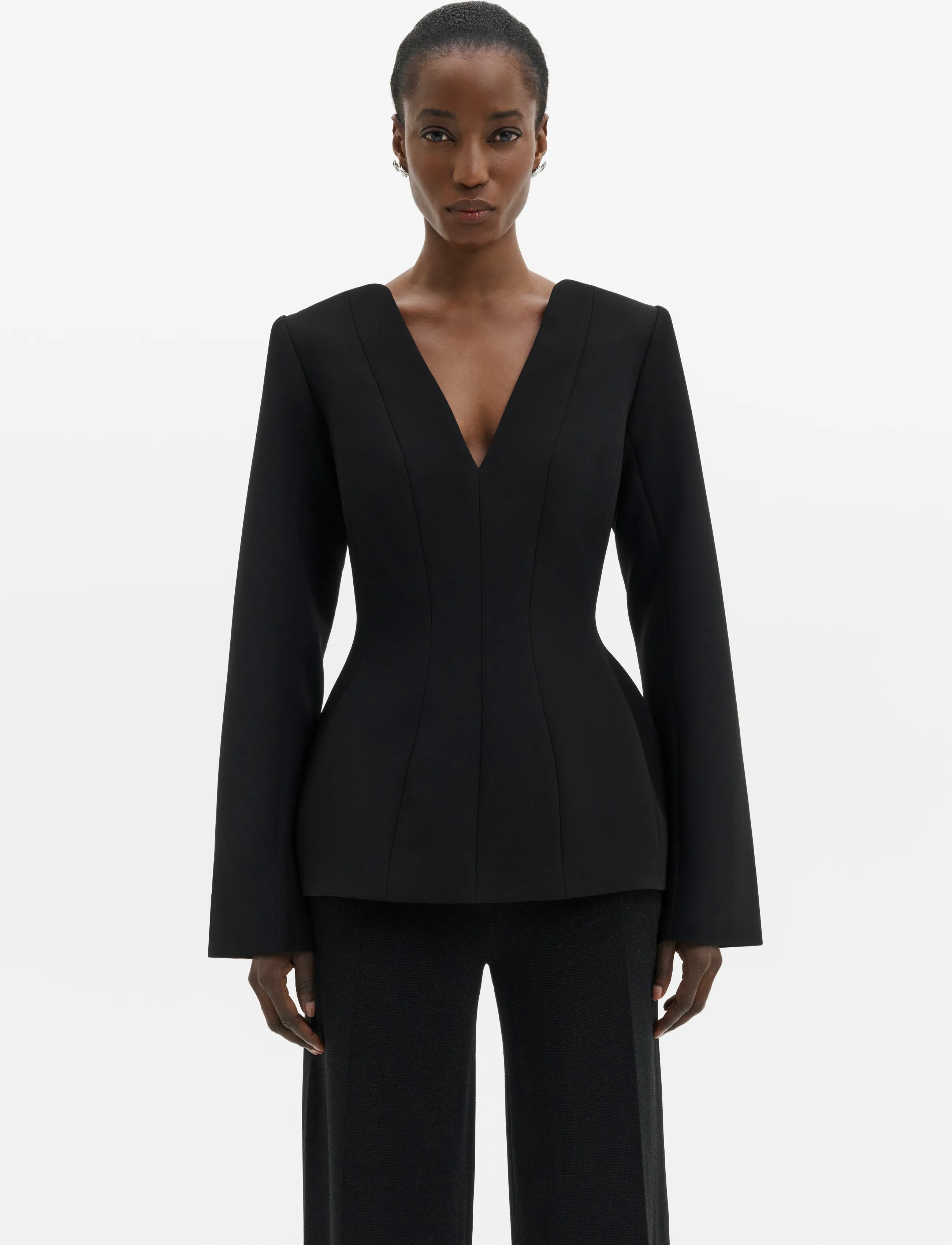 Malina Ninni Cut-Out Shoulder Hourglass Top, Kvinder, Timeglas V-Hals Top, Sort, Str: 44