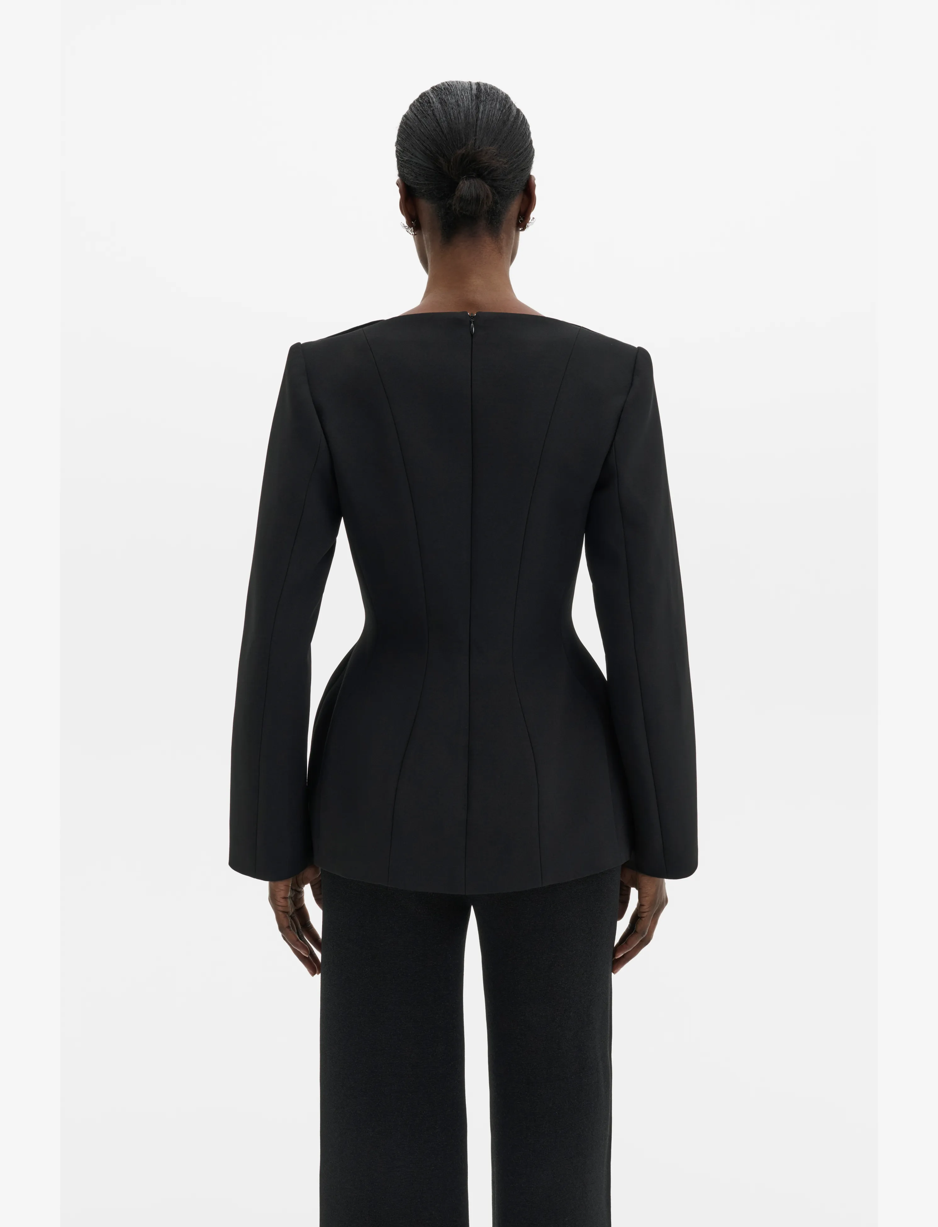 Malina - Ninni Cut-Out Shoulder Hourglass Top - långärmade toppar - black - 2