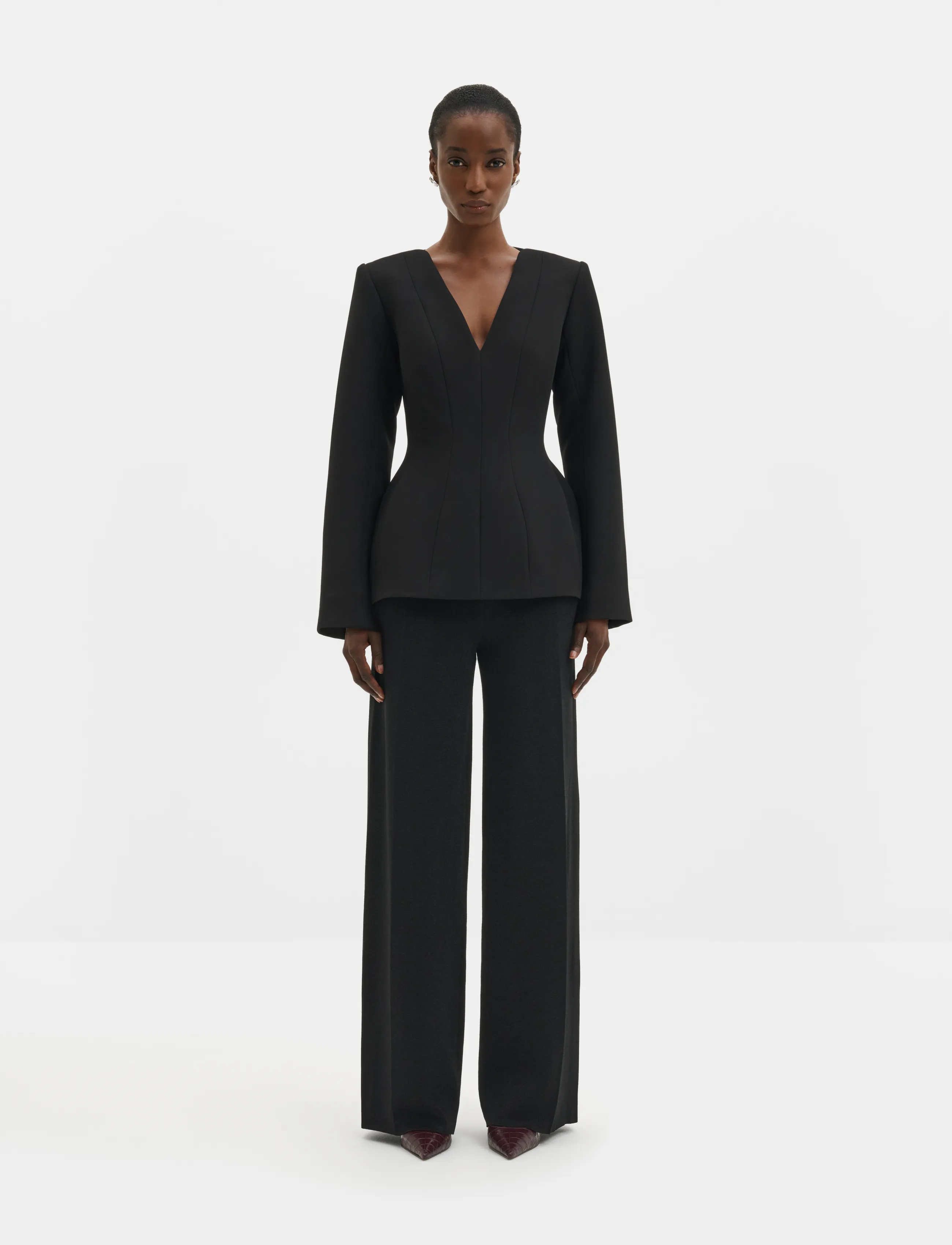 Malina - Ninni Cut-Out Shoulder Hourglass Top - långärmade toppar - black - 3