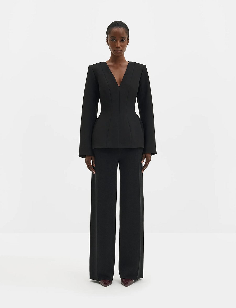 Malina - Ninni Cut-Out Shoulder Hourglass Top - långärmade toppar - black - 3