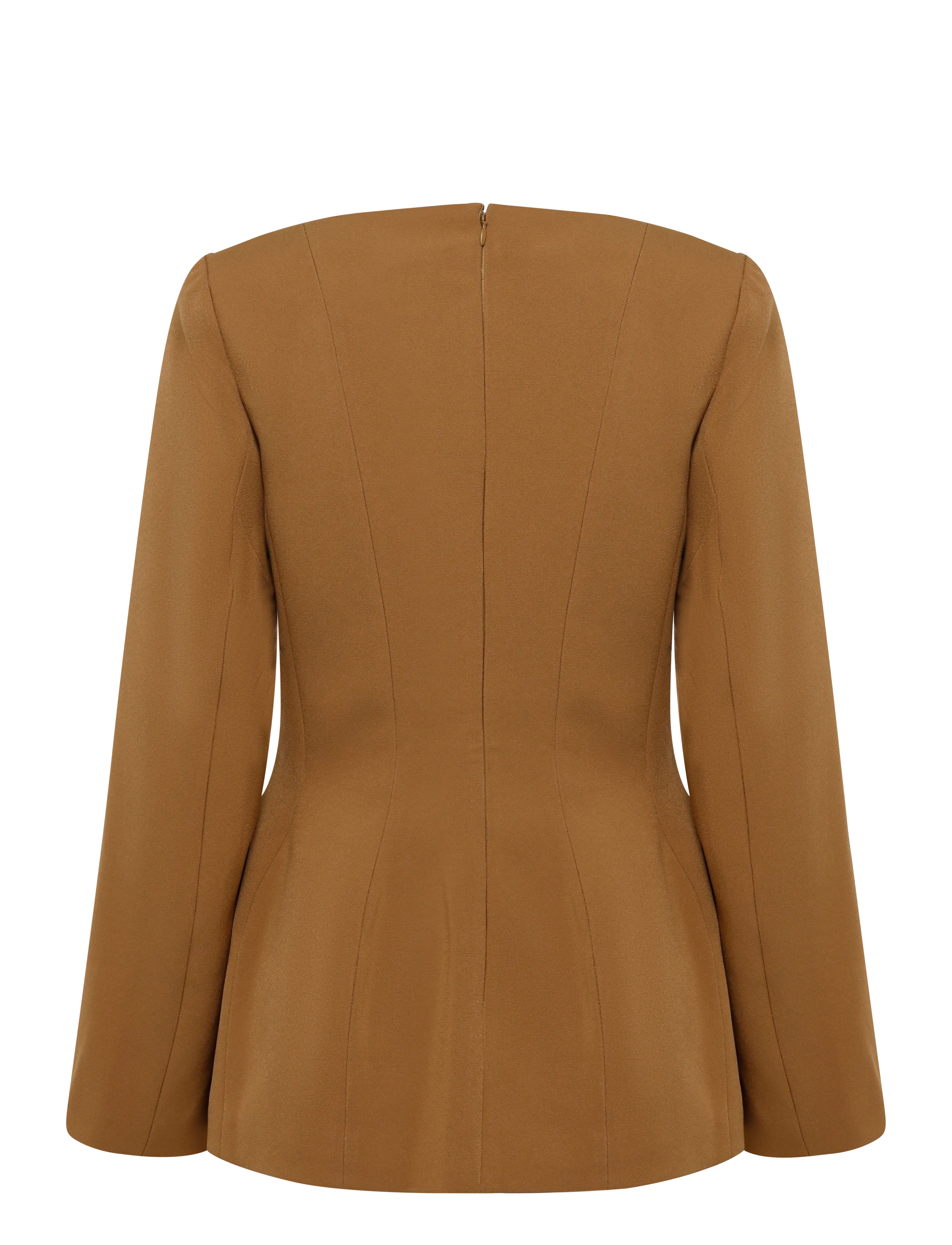 Malina - Ninni Cut-Out Shoulder Hourglass Top - langærmede bluser - camel - 2