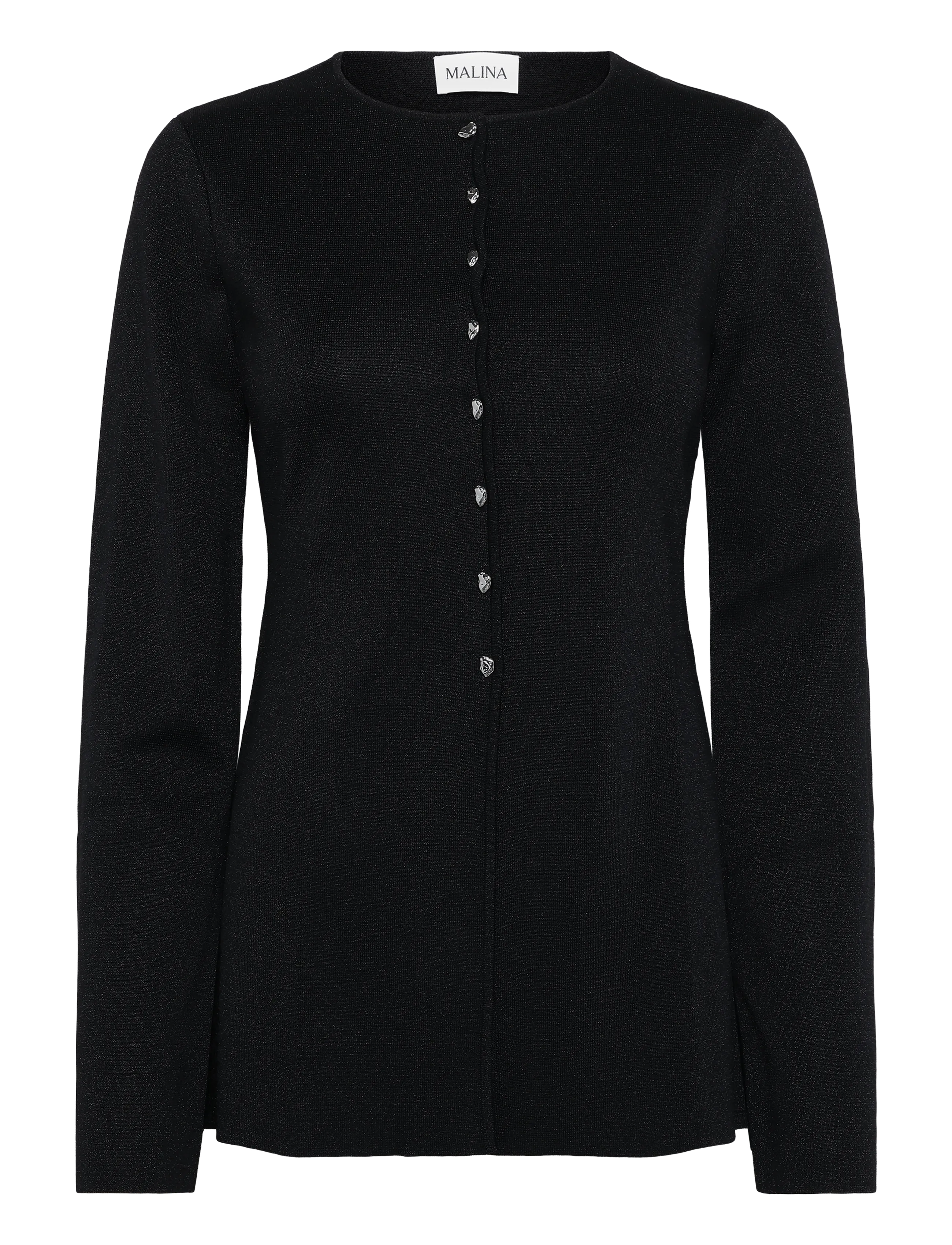 Malina Azra Metallic Milano Knitted Cardigan - Kudumid - BLACK / black