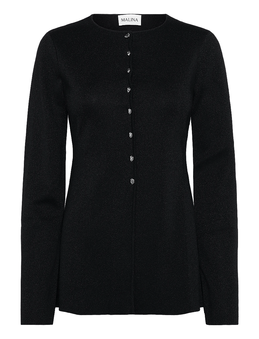 Malina - Azra Metallic Milano Knitted Cardigan - strickjacken - black - 1