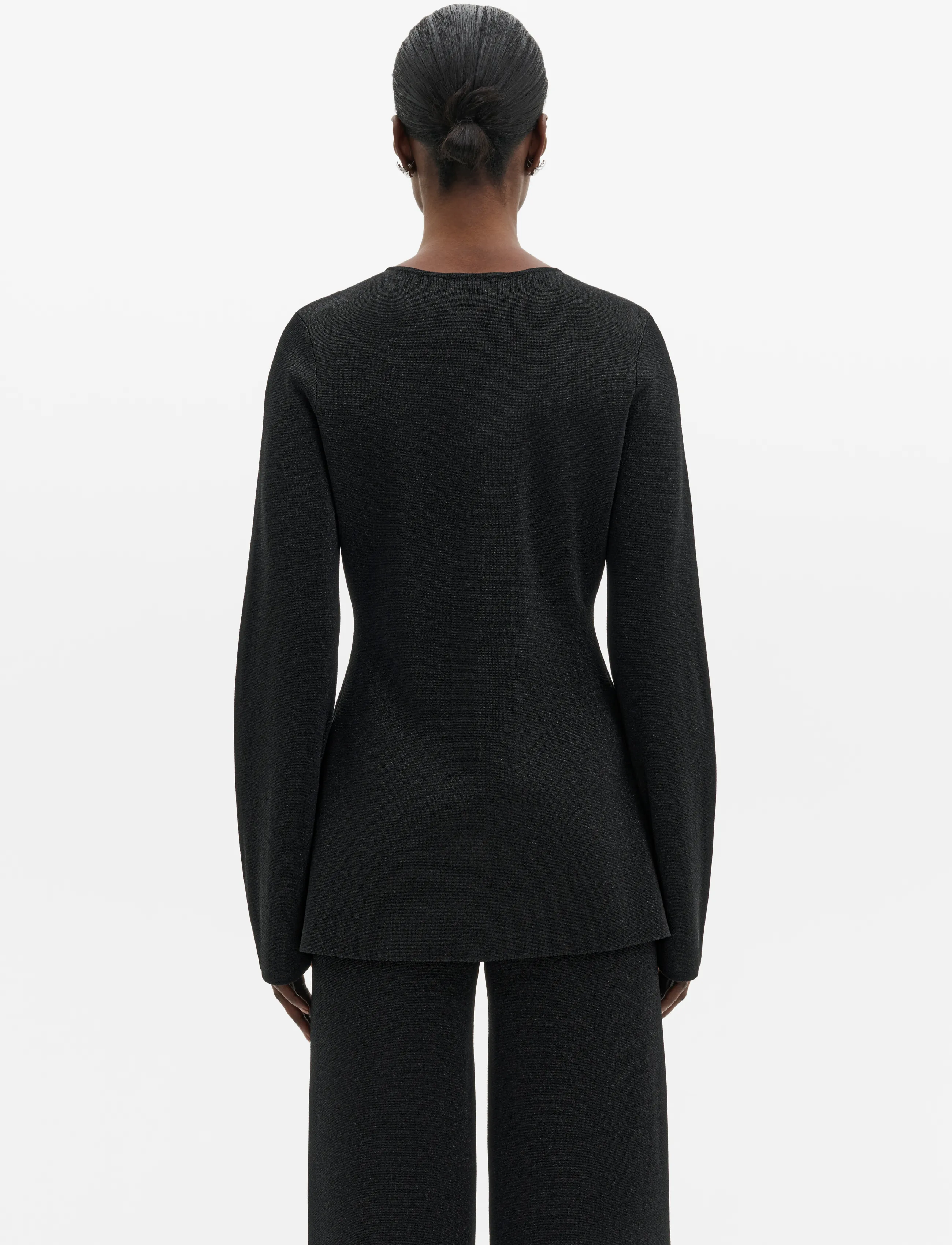 Malina - Azra Metallic Milano Knitted Cardigan - koftor - black - 2