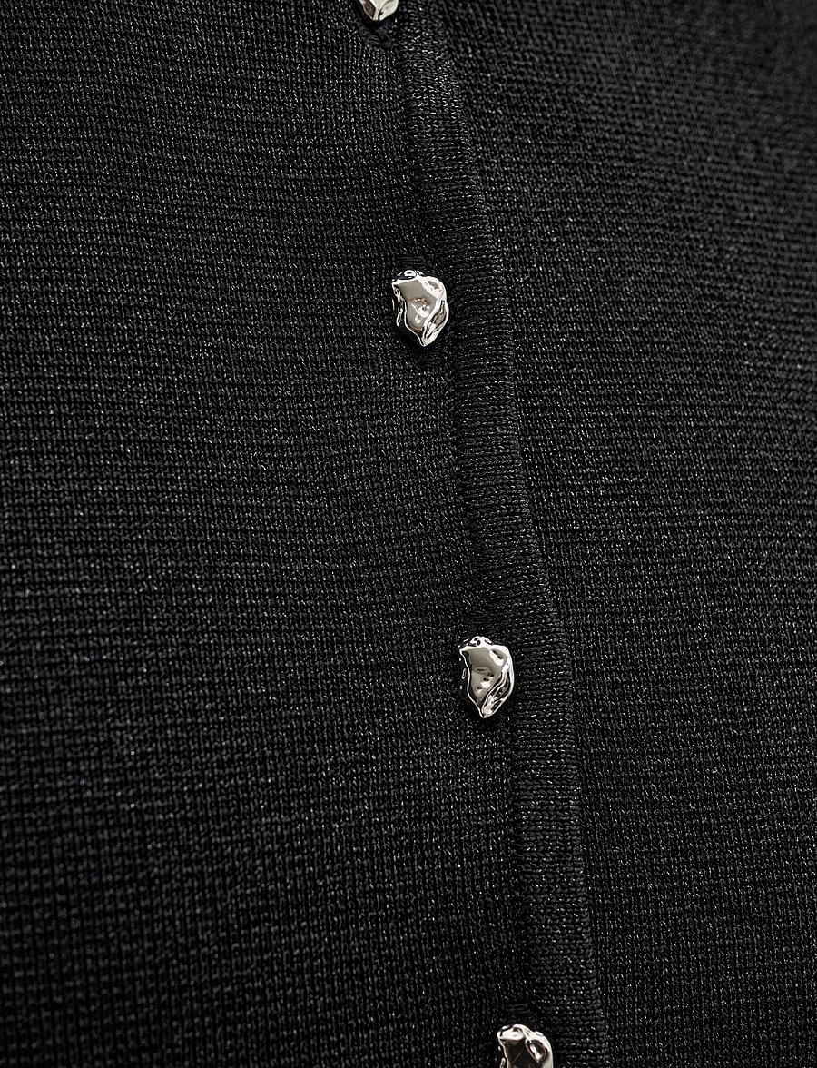 Malina - Azra Metallic Milano Knitted Cardigan - koftor - black - 4