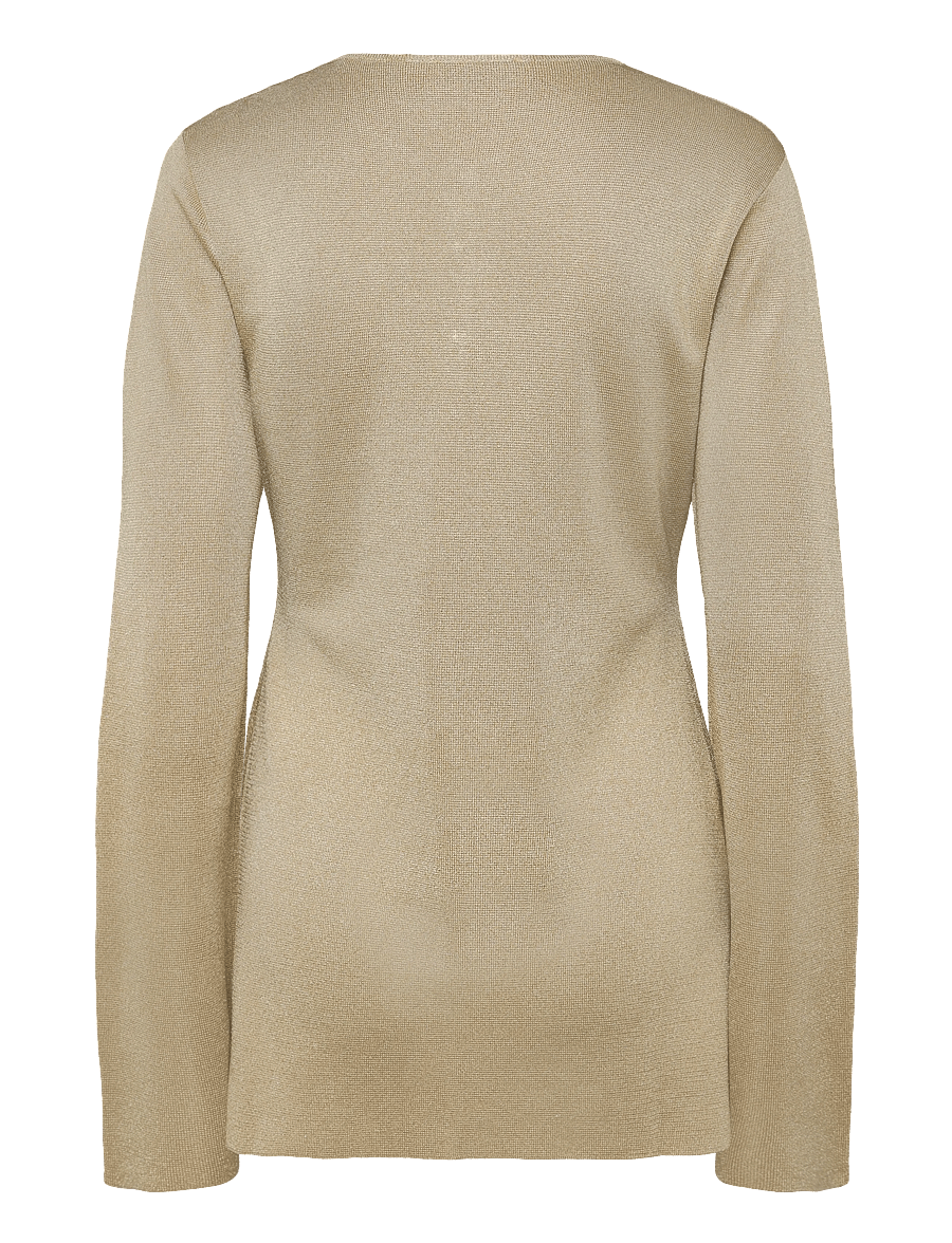 Malina - Azra Metallic Milano Knitted Cardigan - kardiganid - pale gold - 2