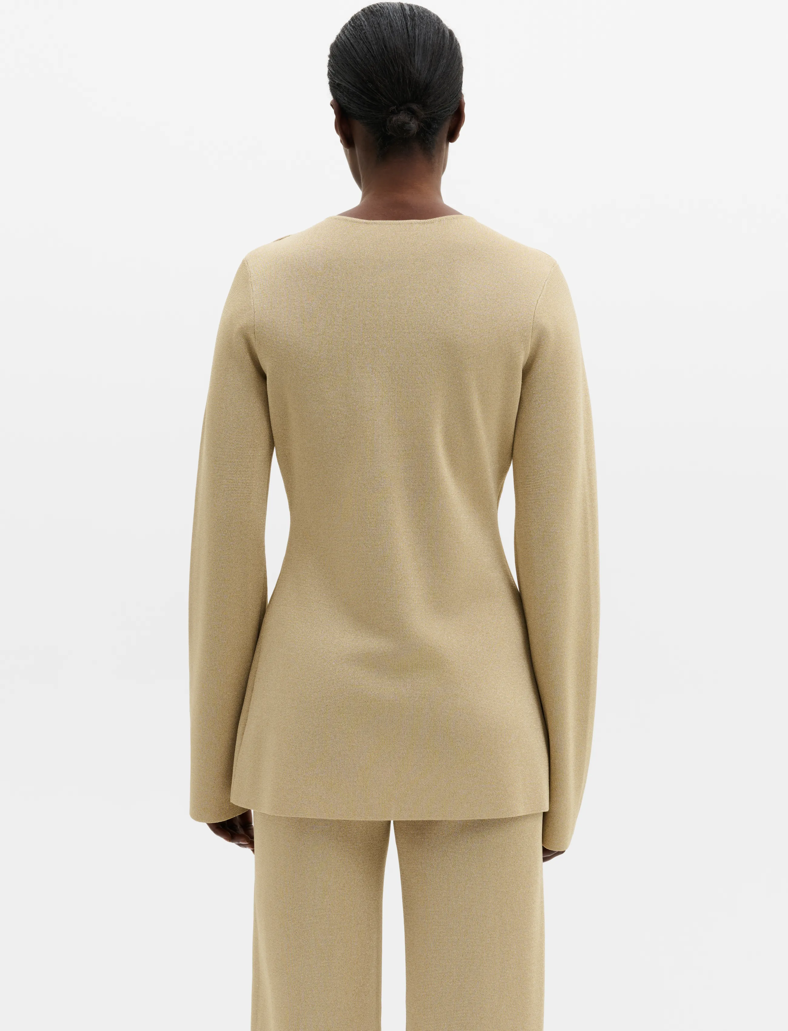 Malina - Azra Metallic Milano Knitted Cardigan - strickjacken - pale gold - 2