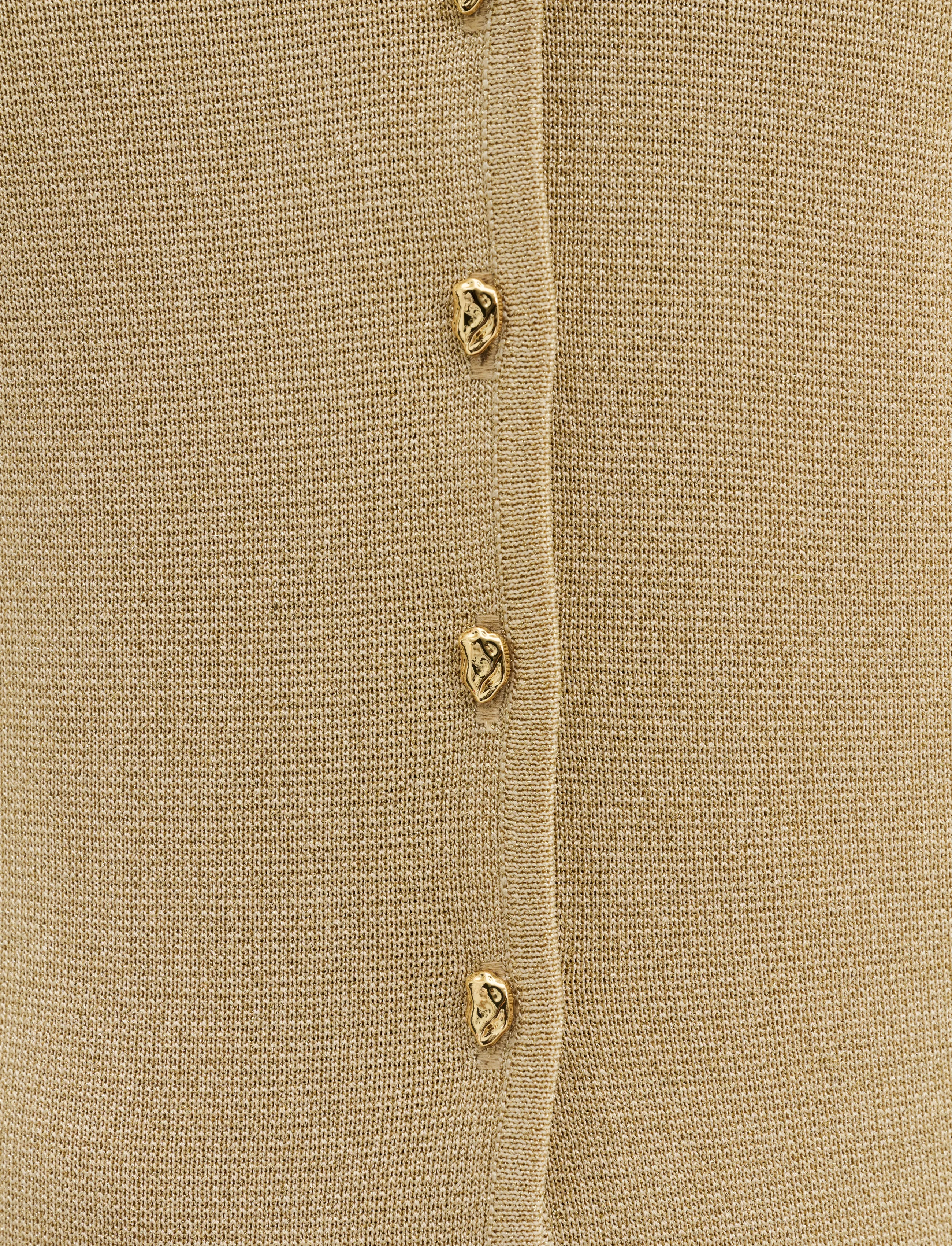 Malina - Azra Metallic Milano Knitted Cardigan - strickjacken - pale gold - 4