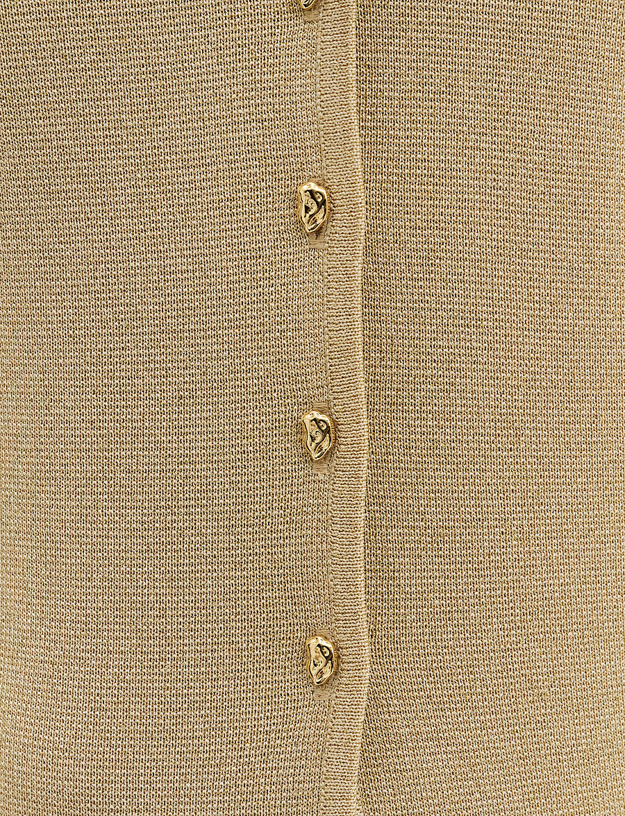 Malina - Azra Metallic Milano Knitted Cardigan - kardiganid - pale gold - 4