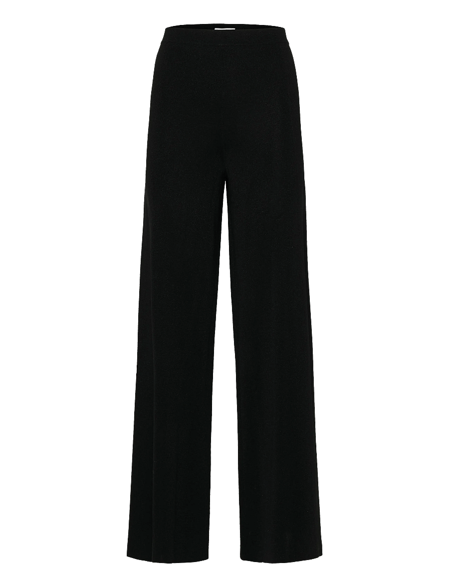 Malina - Ammie Metallic Milano Knitted Trousers - hose mit geradem bein - black - 1
