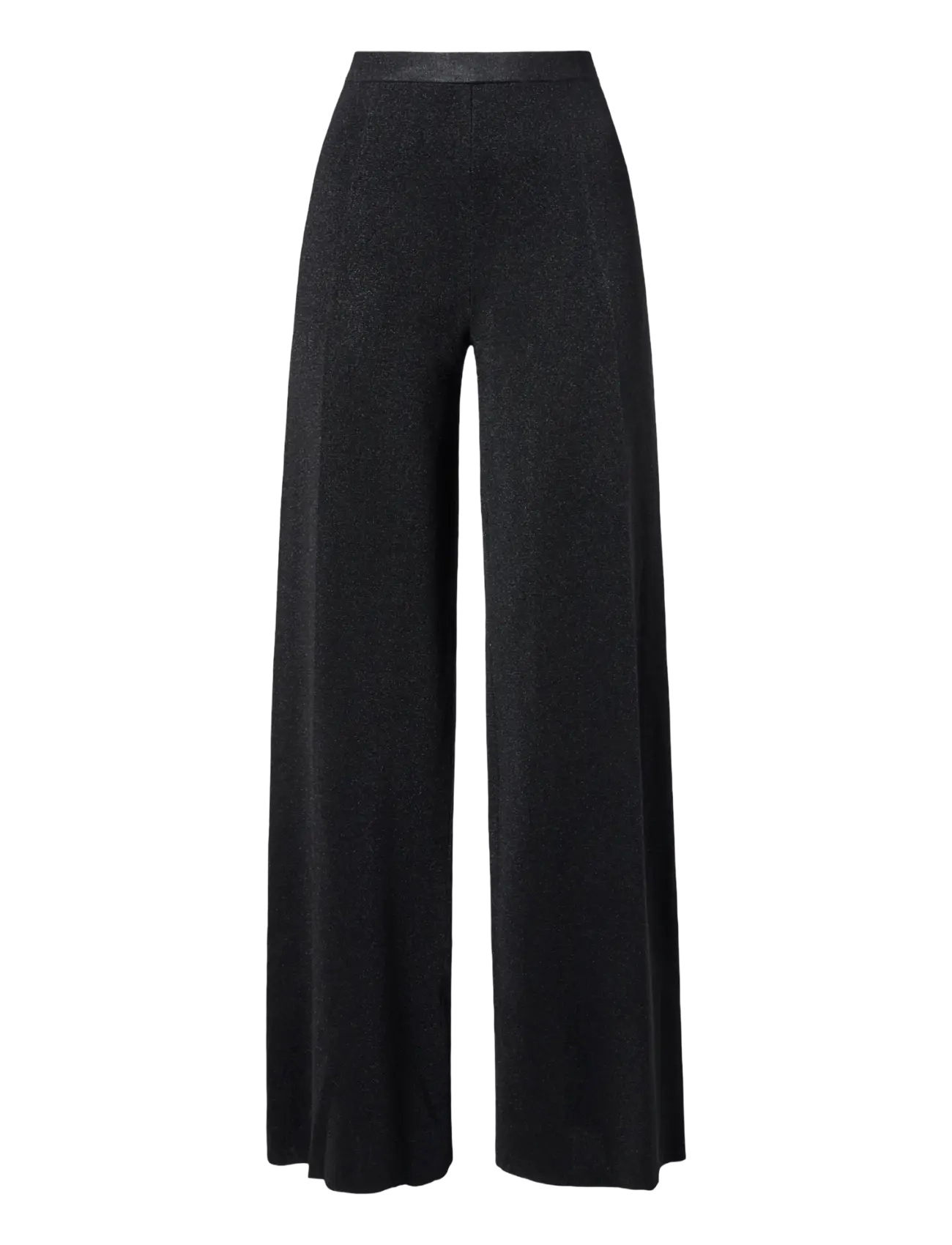 Malina - Ammie Metallic Milano Knitted Trousers - raka byxor - black - 1
