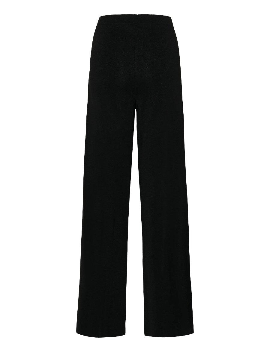 Malina - Ammie Metallic Milano Knitted Trousers - hose mit geradem bein - black - 2