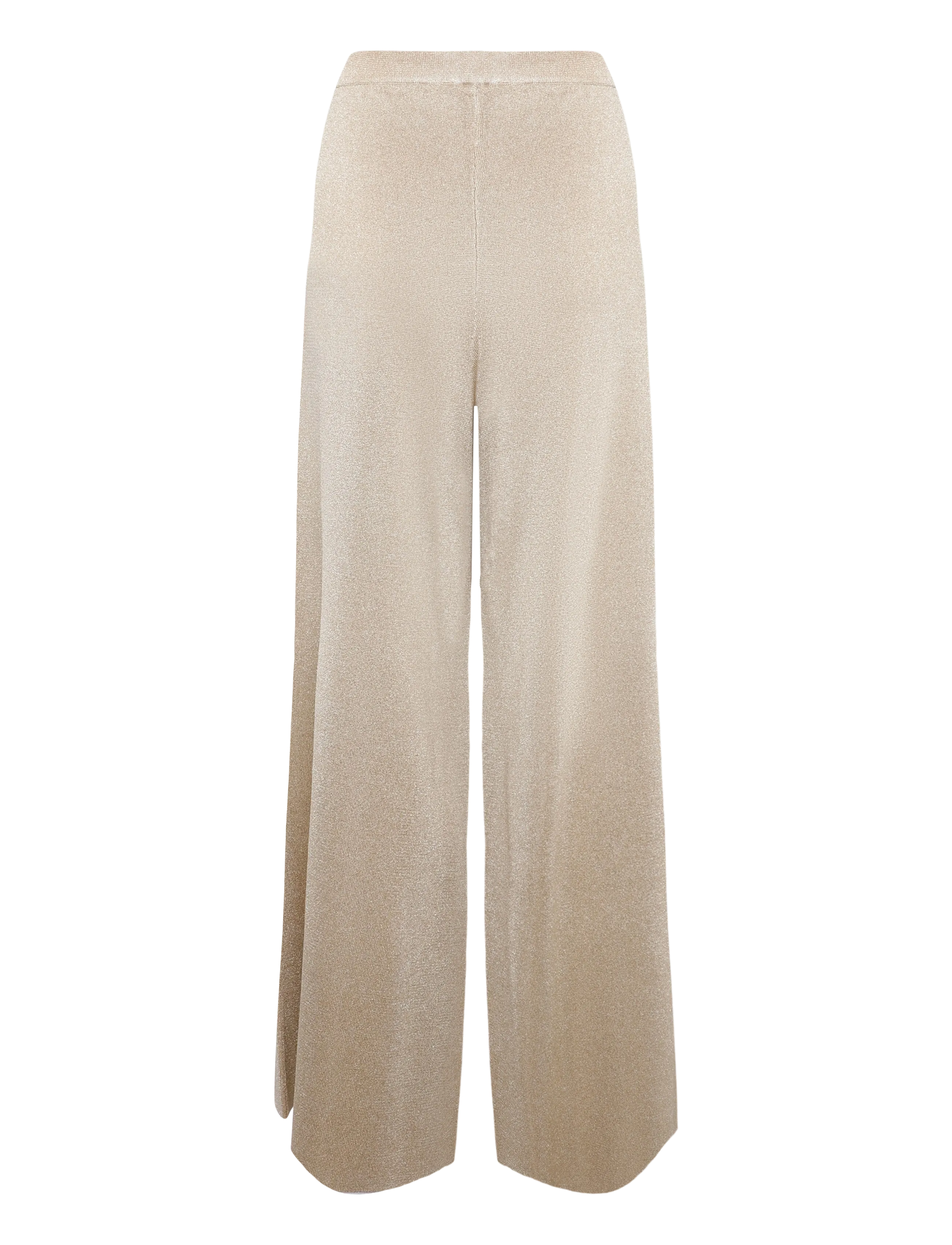 Malina - Ammie Metallic Milano Knitted Trousers - straight leg trousers - pale gold - 2