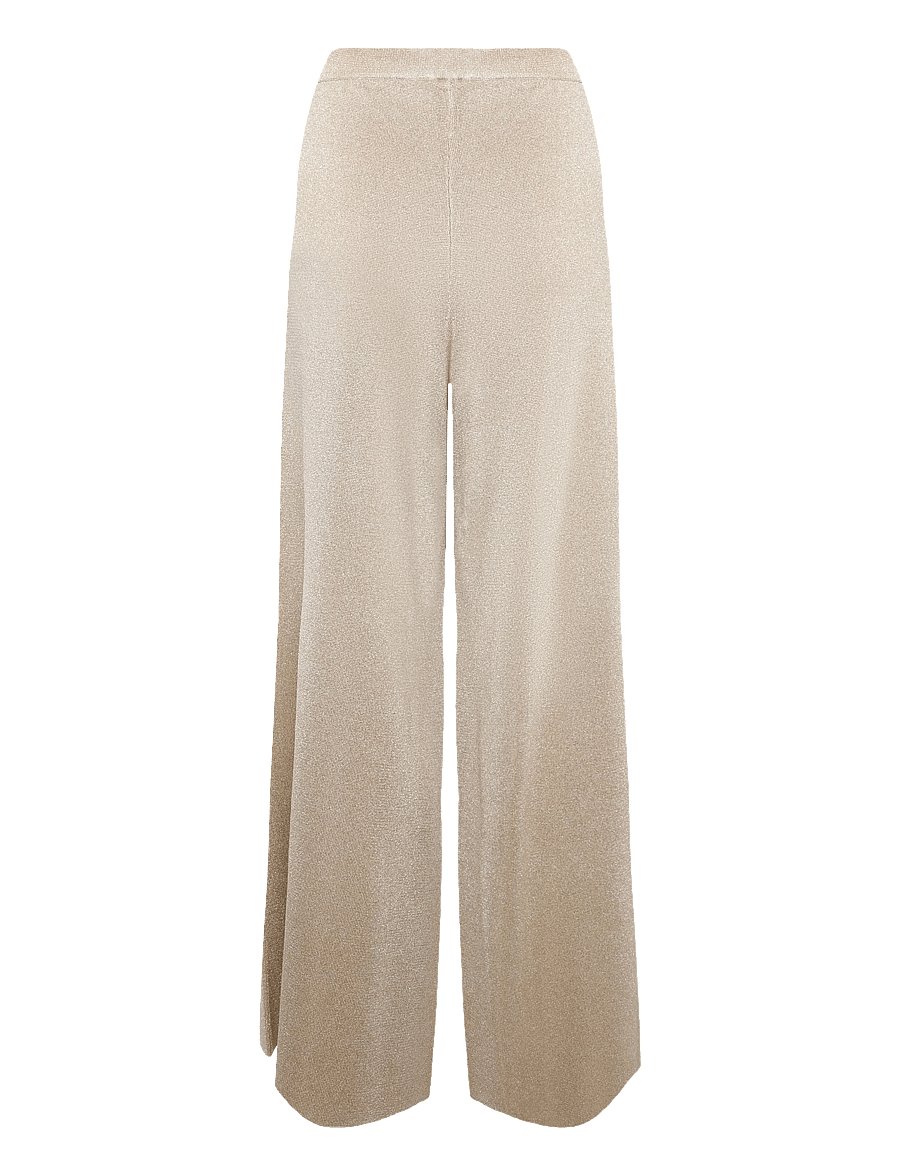 Malina - Ammie Metallic Milano Knitted Trousers - hose mit geradem bein - pale gold - 2