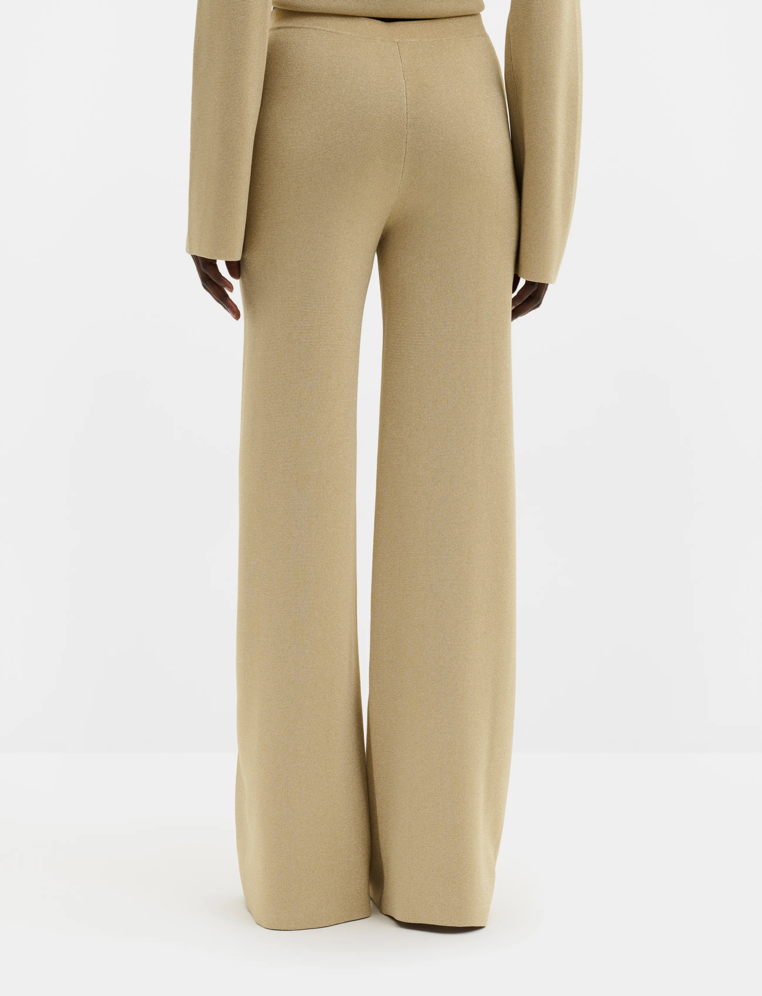Malina - Ammie Metallic Milano Knitted Trousers - hose mit geradem bein - pale gold - 2