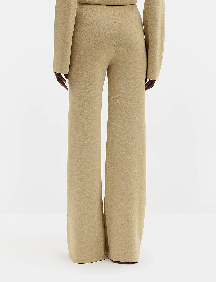 Malina - Ammie Metallic Milano Knitted Trousers - sirged püksid - pale gold - 2