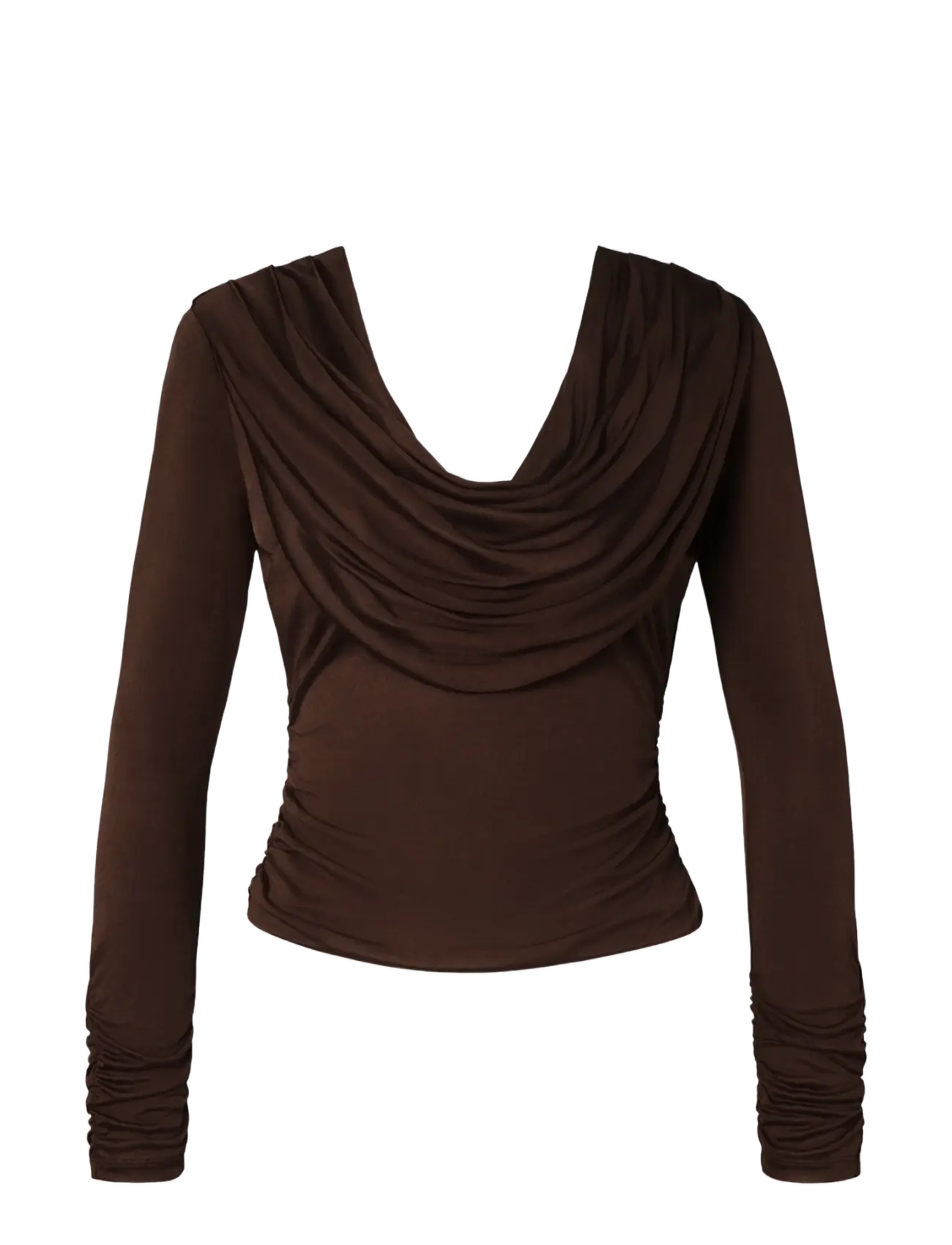 Malina Signe Cowl Neck Jersey Top - Riided - DARK BROWN / brown