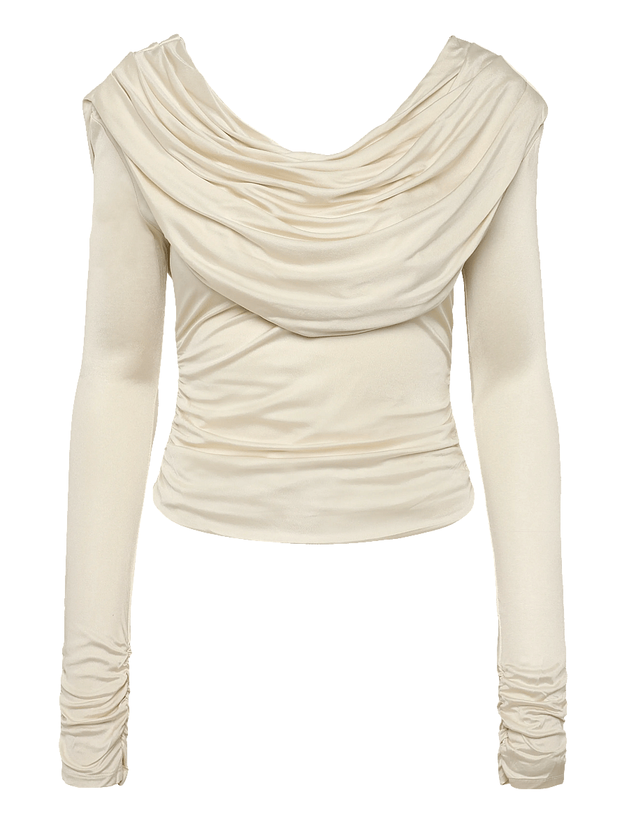 Malina - Signe Cowl Neck Jersey Top - långärmade toppar - pearl - 1