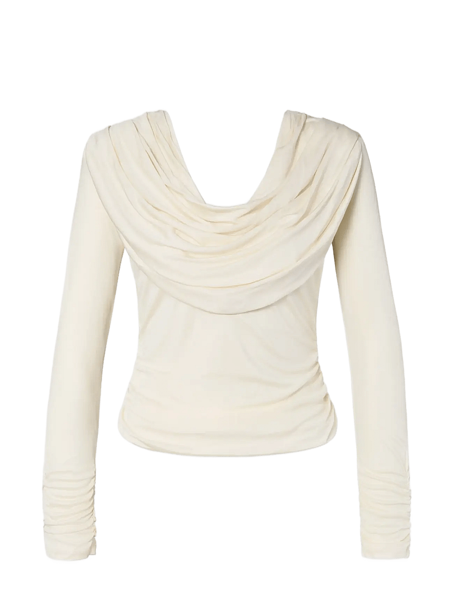 Malina - Signe Cowl Neck Jersey Top - långärmade toppar - pearl - 1