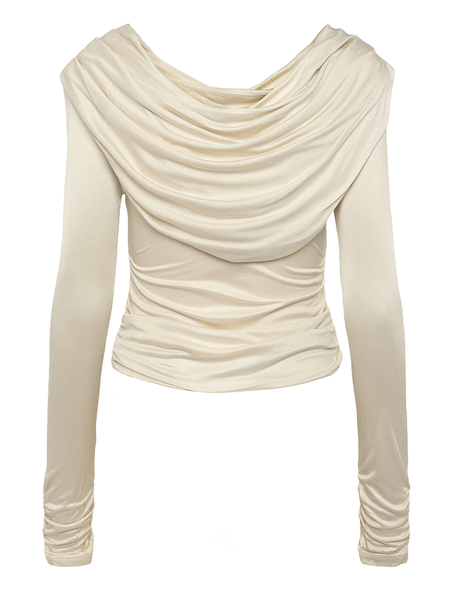 Malina - Signe Cowl Neck Jersey Top - långärmade toppar - pearl - 2