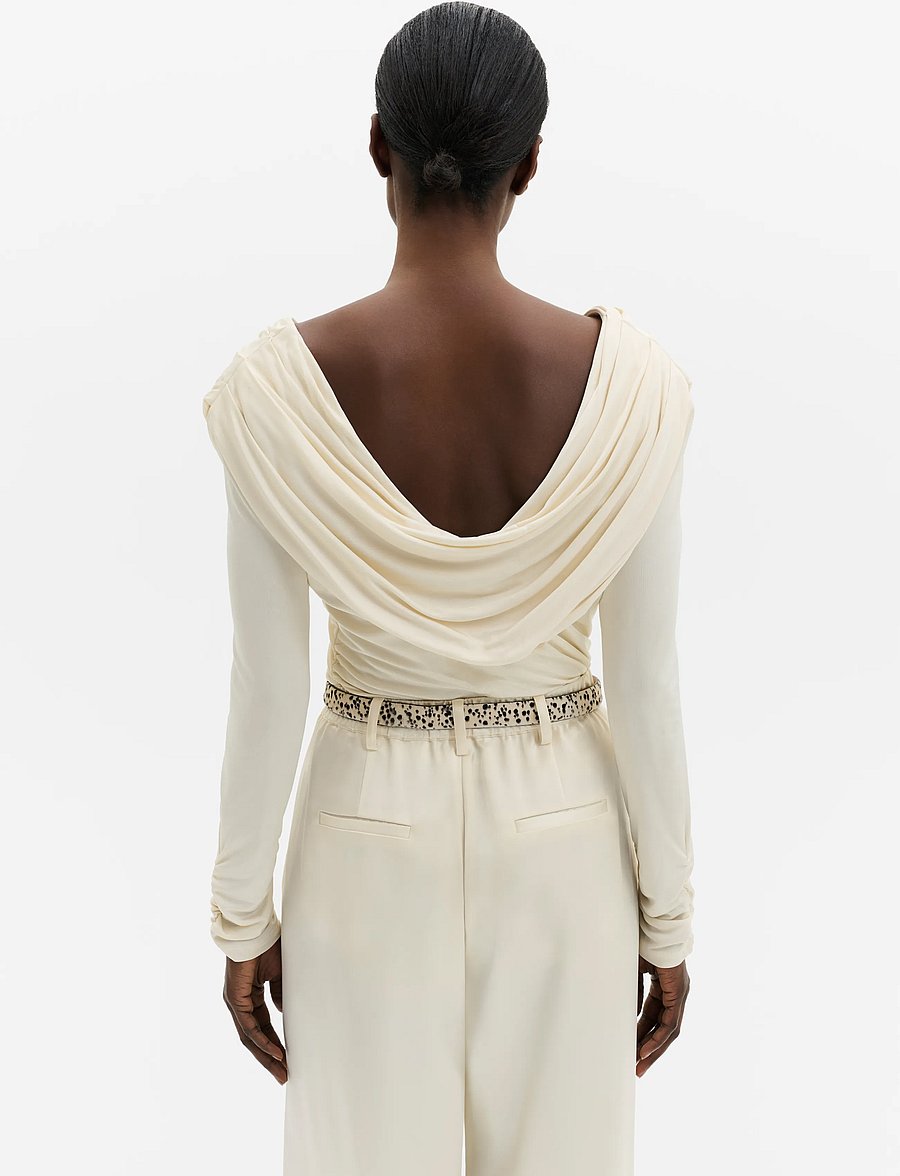 Malina - Signe Cowl Neck Jersey Top - långärmade toppar - pearl - 2