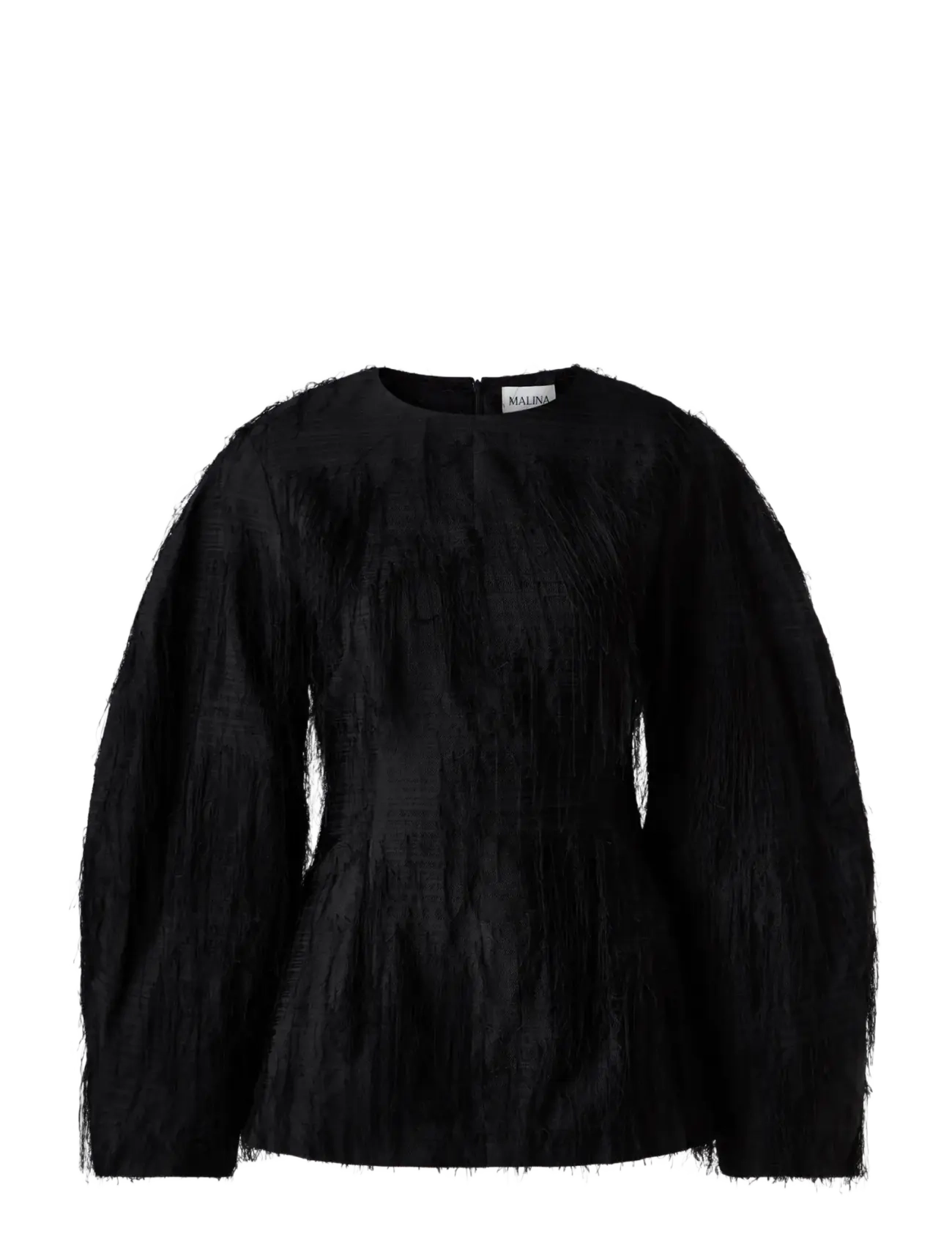 Malina - Tindra Textured Fringe Top - langærmede bluser - black - 1