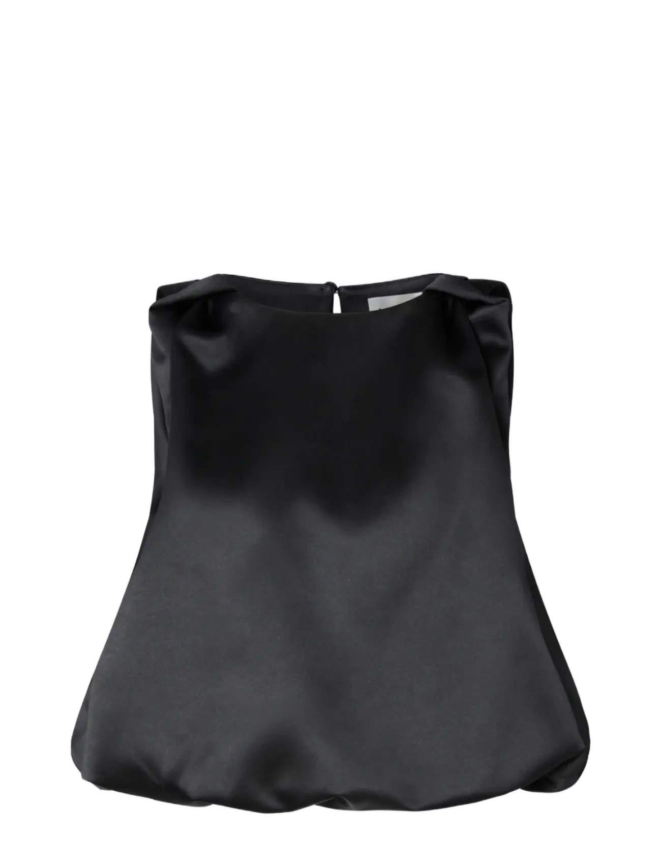 Malina - Valentina Knotted Shoulder Satin Top - sleeveless blouses - black - 1