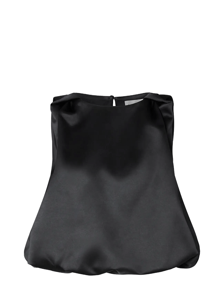 Malina - Valentina Knotted Shoulder Satin Top - Ärmellose blusen - black - 1
