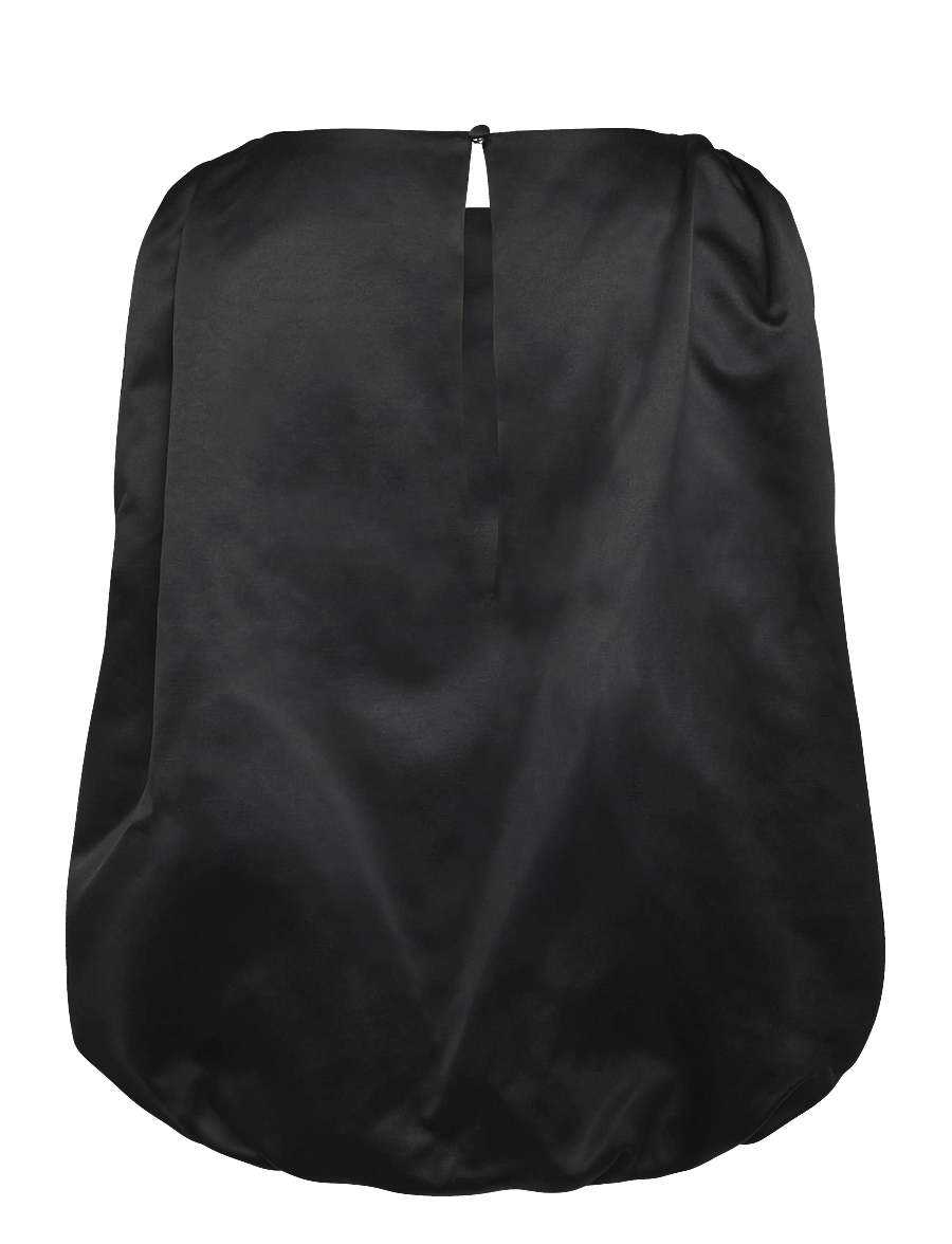 Malina - Valentina Knotted Shoulder Satin Top - Ärmellose blusen - black - 2