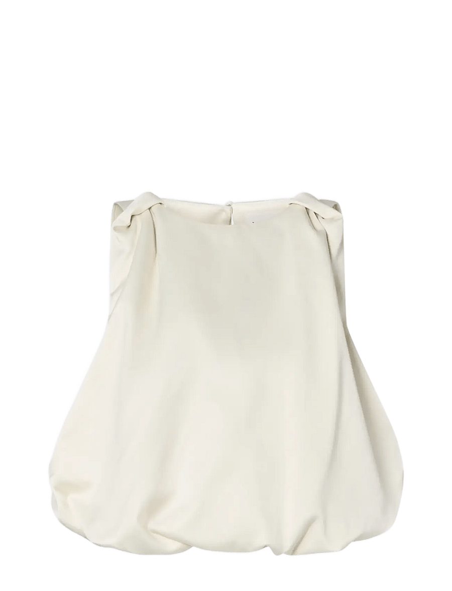 Malina - Valentina Knotted Shoulder Satin Top - pearl - 1