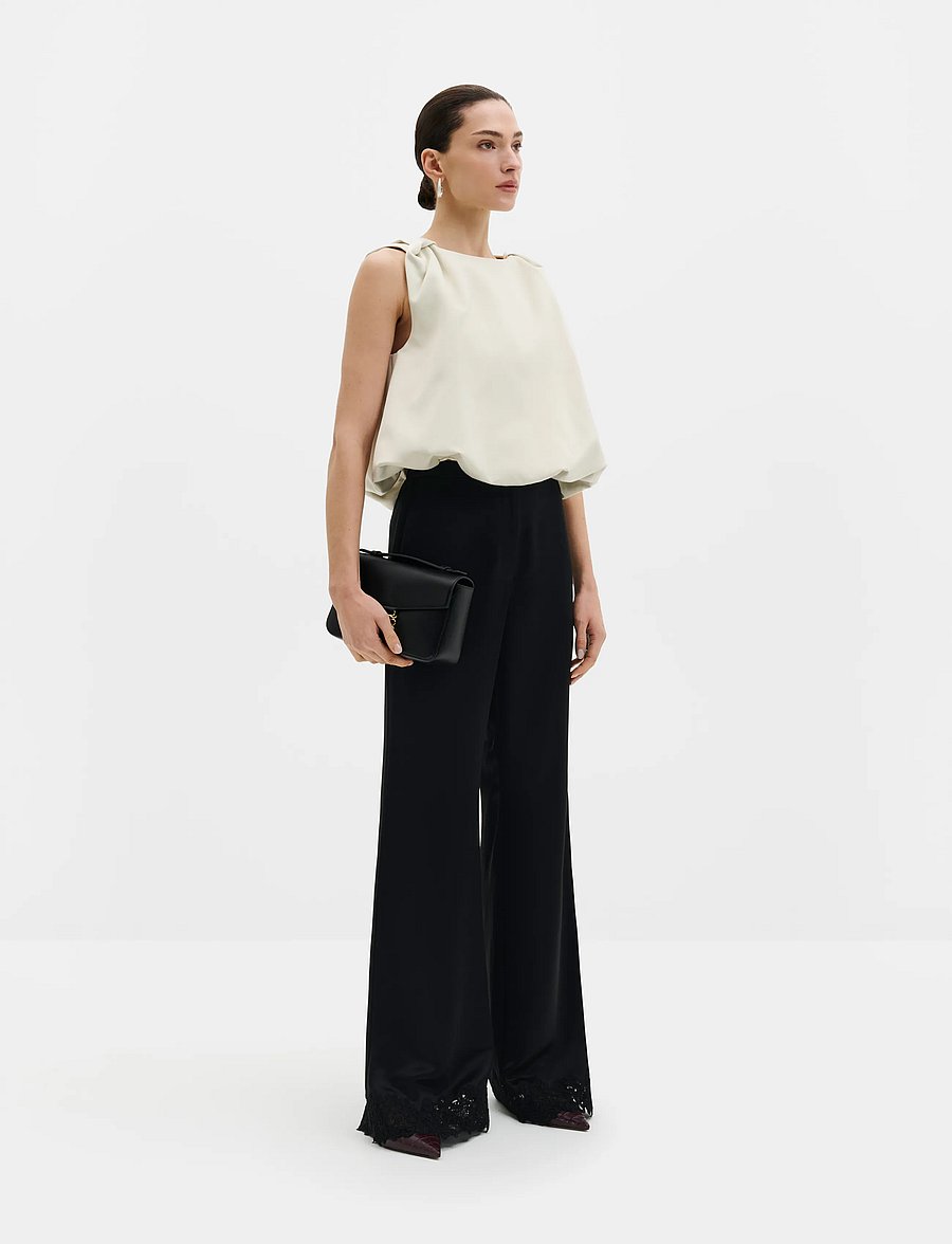 Malina - Valentina Knotted Shoulder Satin Top - pearl - 0