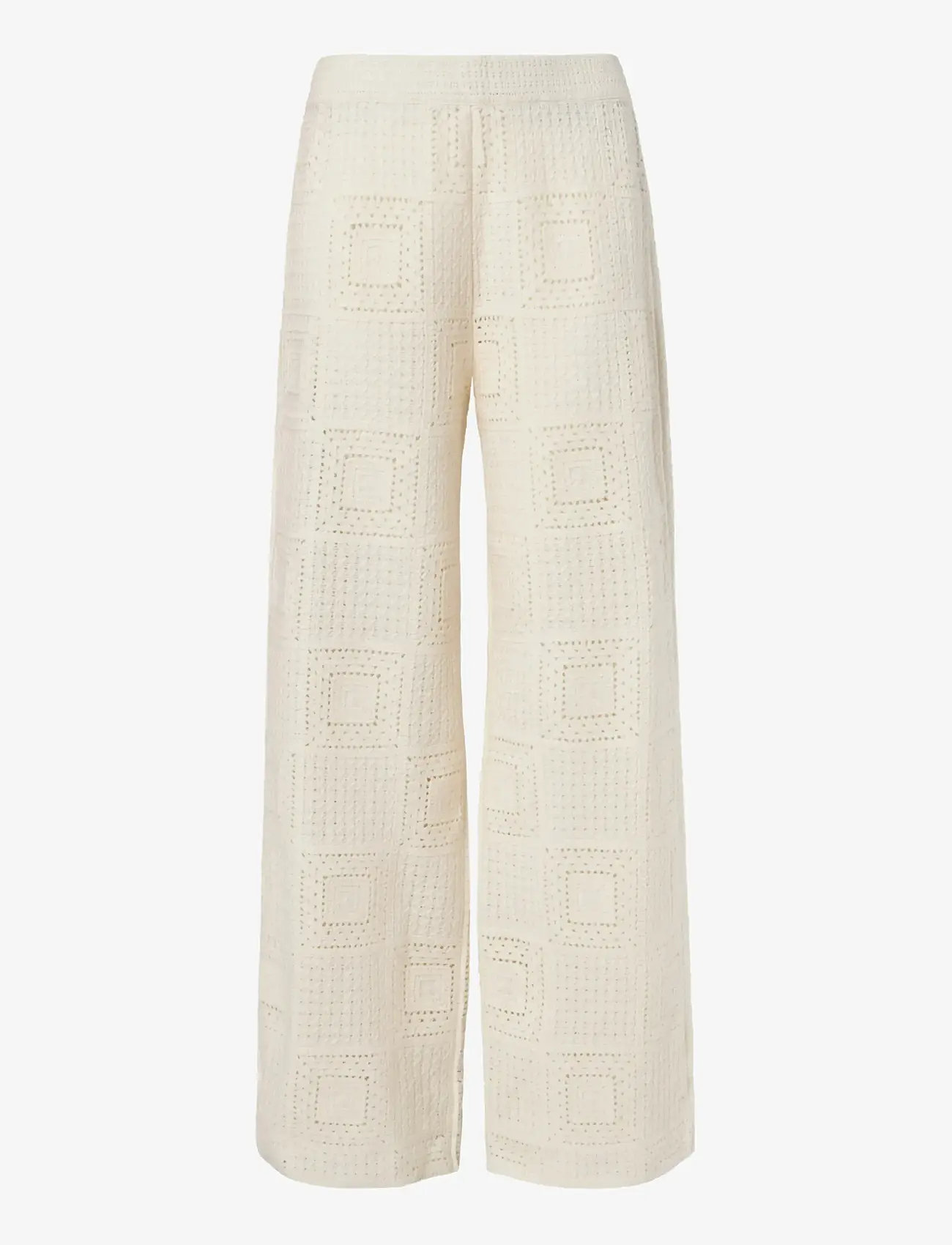 Malina - Aleya Wide Crochet Pants - wide leg trousers - vanilla - 1