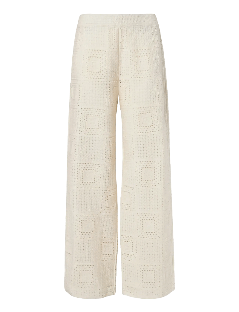 Malina - Aleya Wide Crochet Pants - wide leg trousers - vanilla - 1