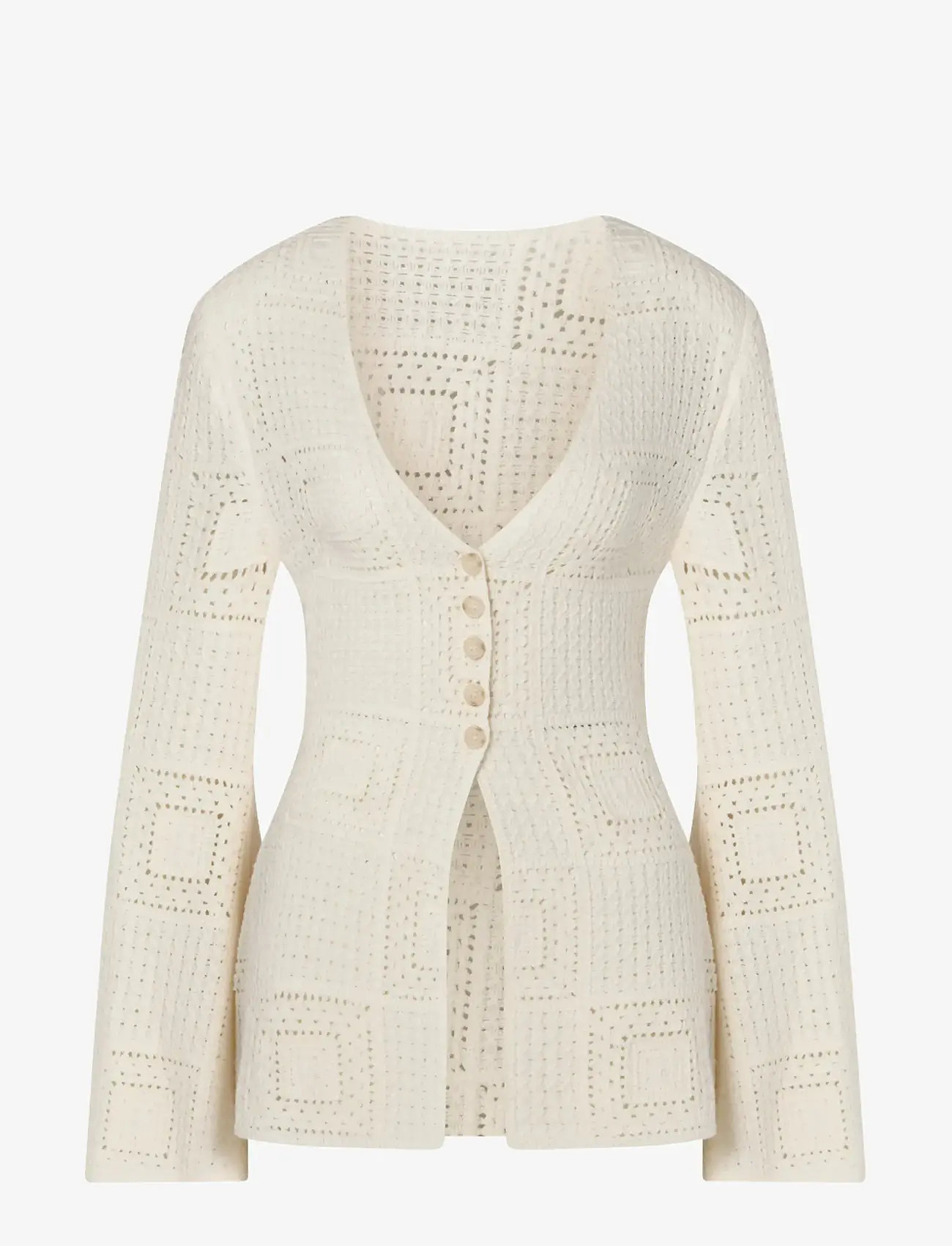 Malina - Mirella Fitted Crochet Cardigan - koftor - vanilla - 1