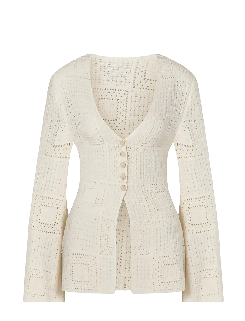 Malina - Mirella Fitted Crochet Cardigan - koftor - vanilla - 1