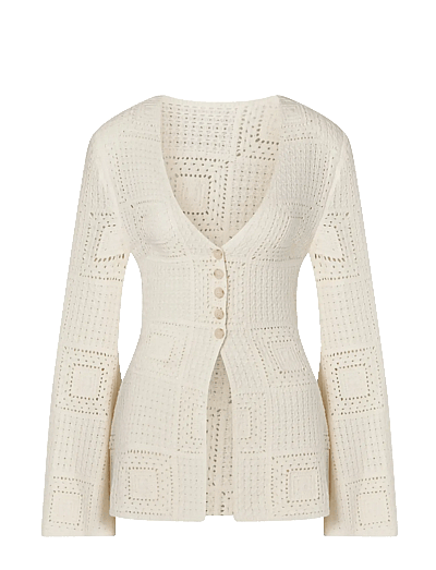 Malina Mirella Fitted Crochet Cardigan - Cardigans - VANILLA / cream